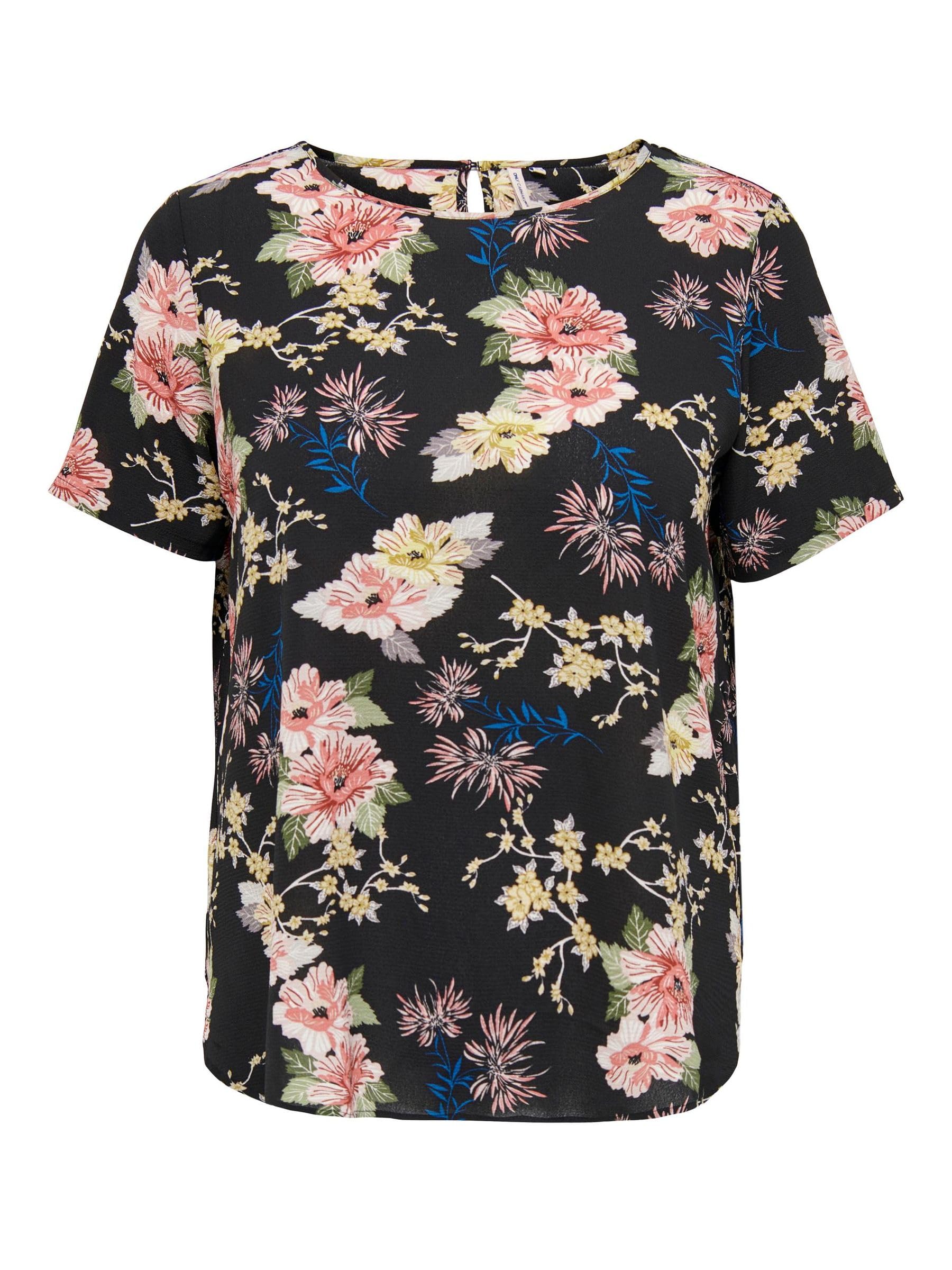 ONLY Carmakoma Women's Carvica SS Top WVN Noos Blouse, Black/AOP: Lena Flower, 18