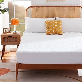 Sonive Protector de colchón fino de 180 x 200 cm impermeable, protector para colchones de hasta 38 cm de altura, certificado Oeko-Tex, protector para camas con somier, color blanco