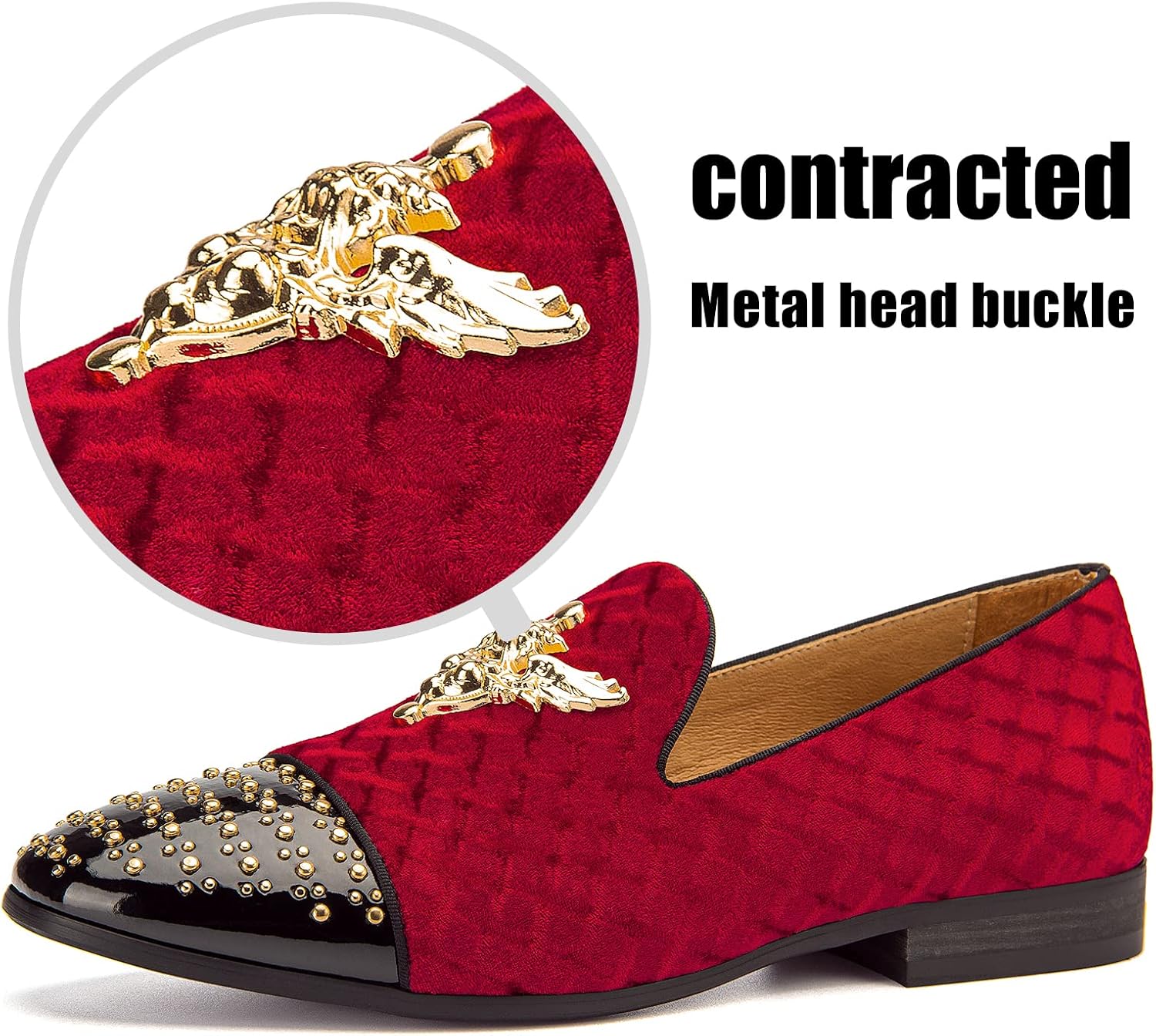 Men Genuine Leather Mens Metallic Textured Slip-on Glitter Loafers Shoes - Image 2