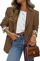 PRETTYGARDEN Women's Open Front Leopard Blazer Jacket 2026 Fall Long Sleeve Business Casual Suit Blazers with Pockets