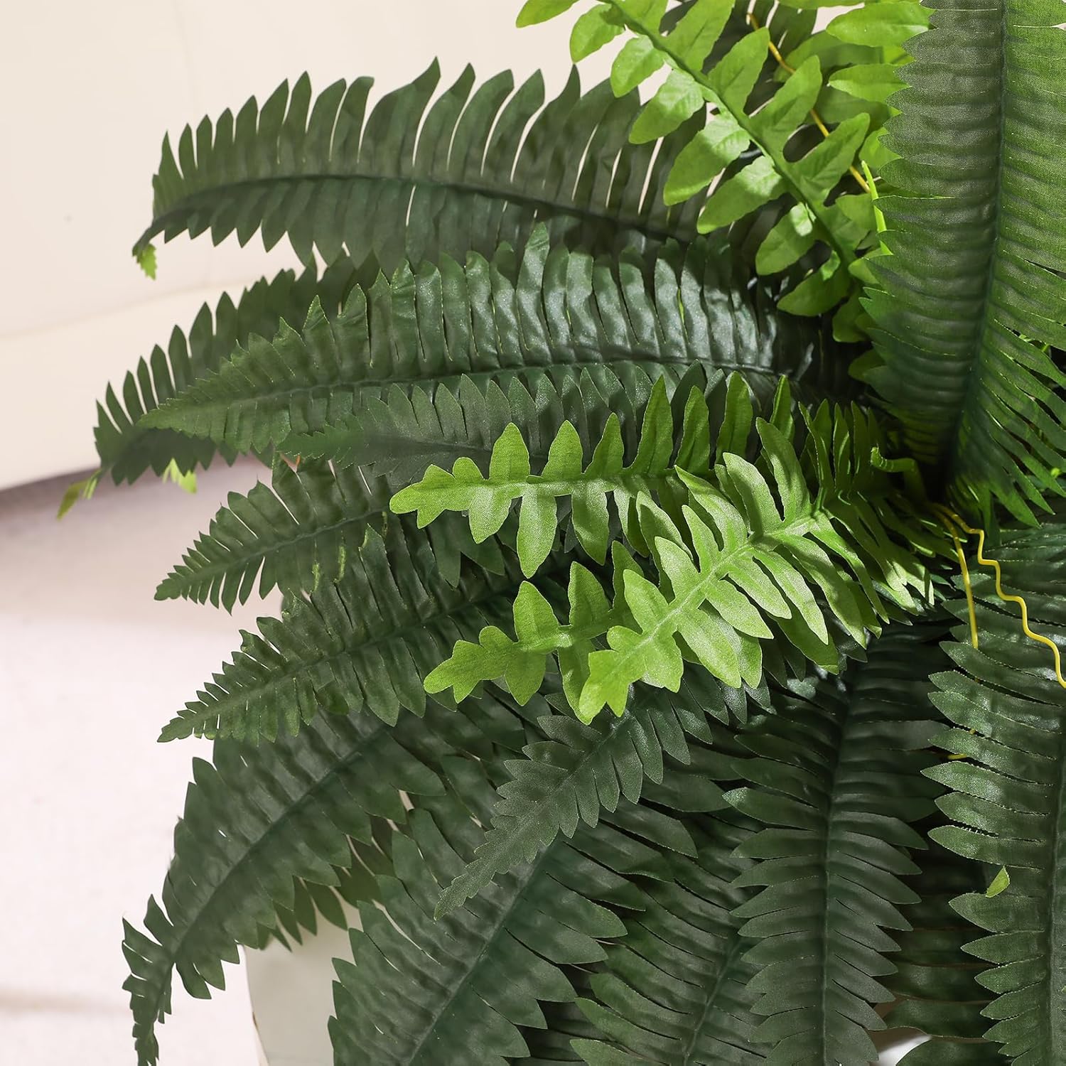 JUSTOYOU 35" Artificial Boston Fern Bush, Artificial Ferns for Outdoors Large 1 Pc with 60 Fronds Faux Ferns UV Resistant Fake Plants for Indoor and Outdoors Home Office Greenery Decor