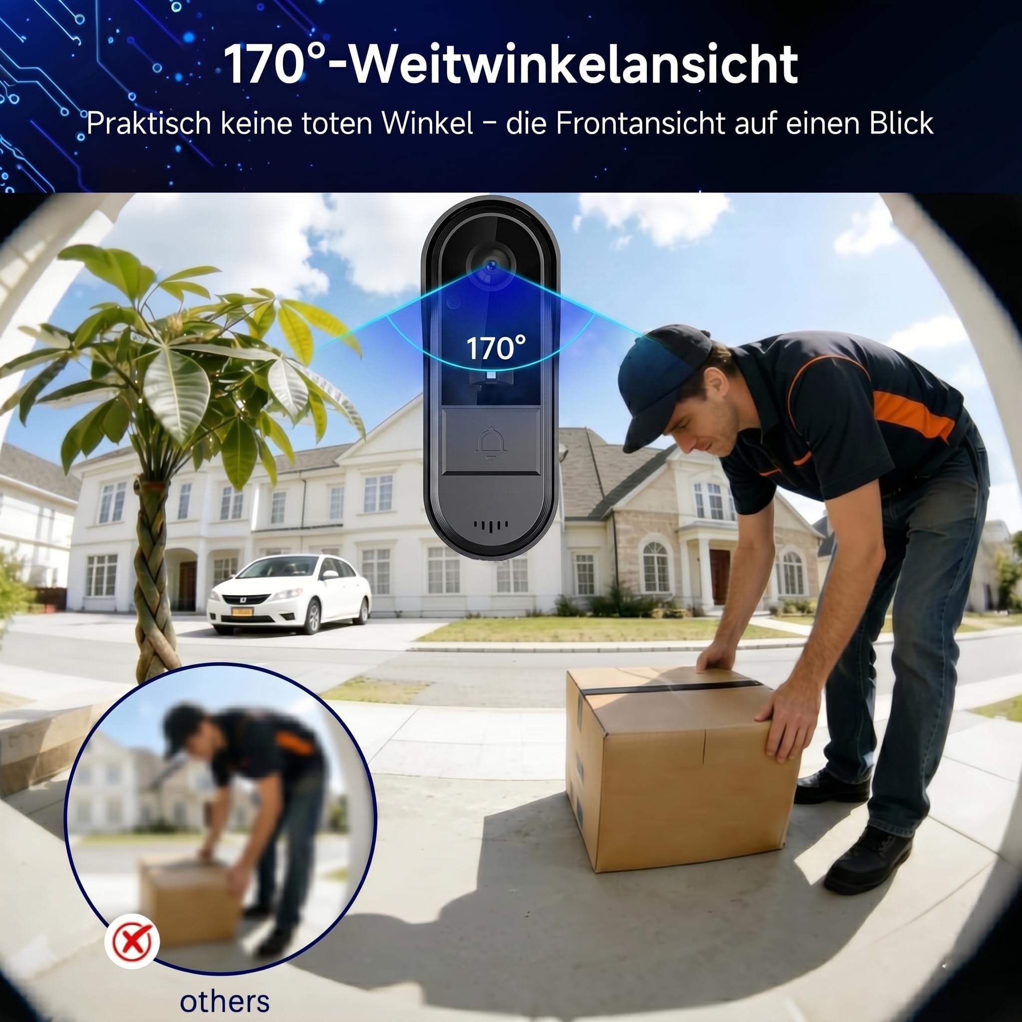 Drahtlose Video Türklingel mit Kamera Outdoor IP65 Wasserdicht 1080P kabellose Türklingel 4,3 Zoll IPS Bildschirm Türklingel Funk 170° HD Kamera Gegensprechanlage Infrarot Nachtsicht Zwei-Wege-Audio