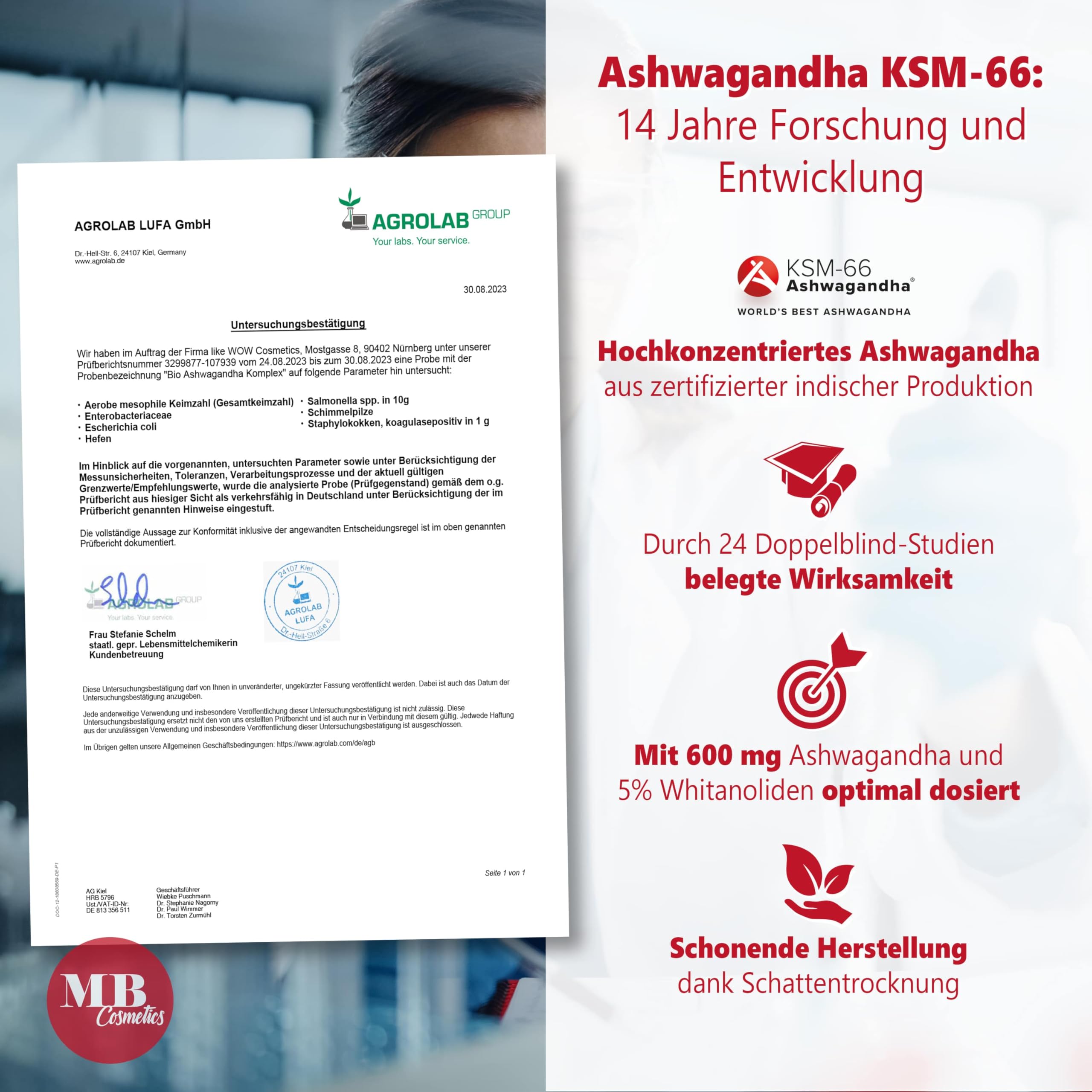 Ashwagandha Kapseln hochdosiert - 180 vegane Kapseln mit KSM-66 Wurzelextrakt, 5 % Whitanolide, Tryptophan, Melatonin, Magnesium - aus der indischen Schlafbeere, laborgeprüft, Made in Germany