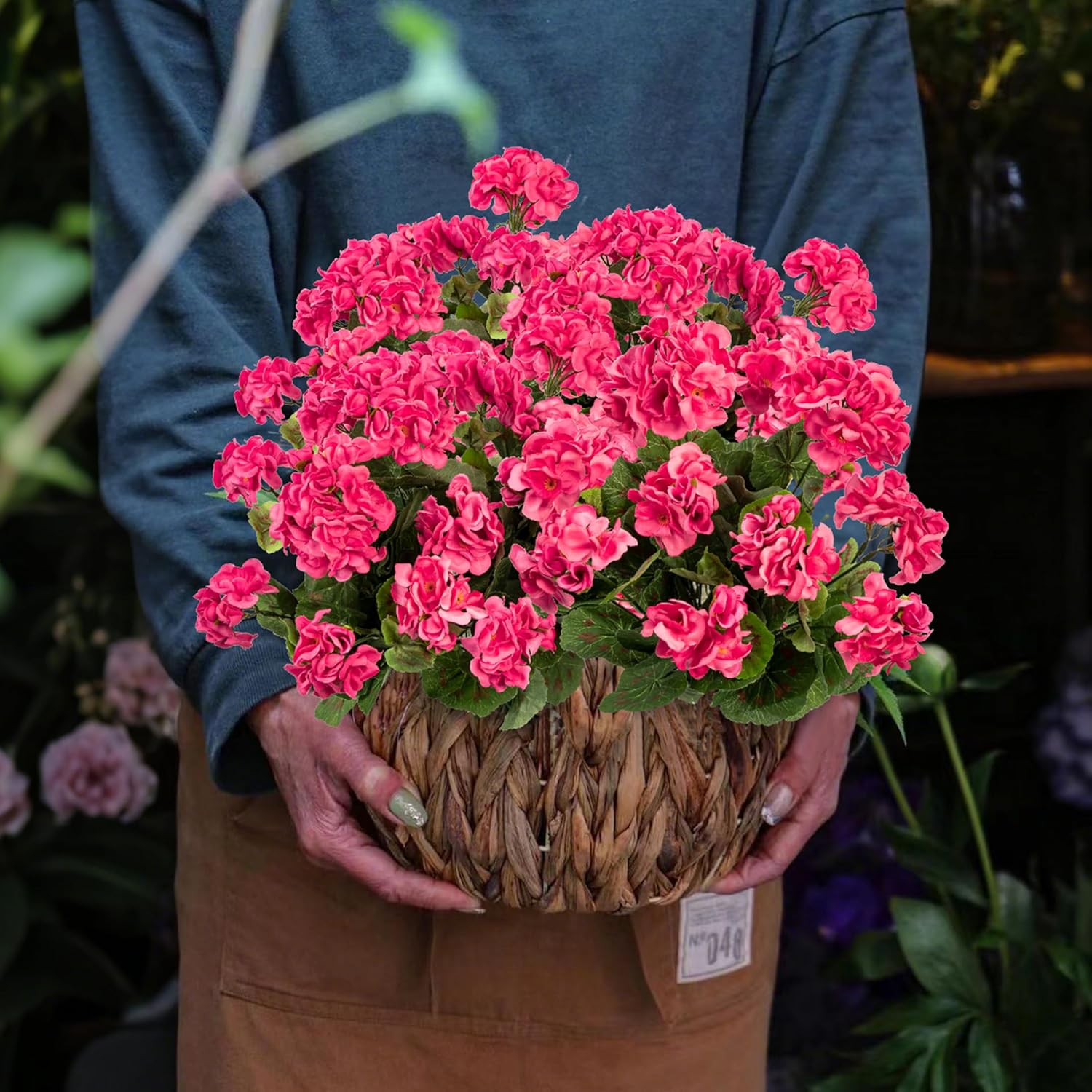 Artificial Flowers for Outdoors Artificial Geranium, 8PCSFake Flower Geranium Artificial Plant Home Decor,Silk Geraniums Artificial Flowers Realistic Outdoor Decoration 14.4"(Rose Red) - Image 9