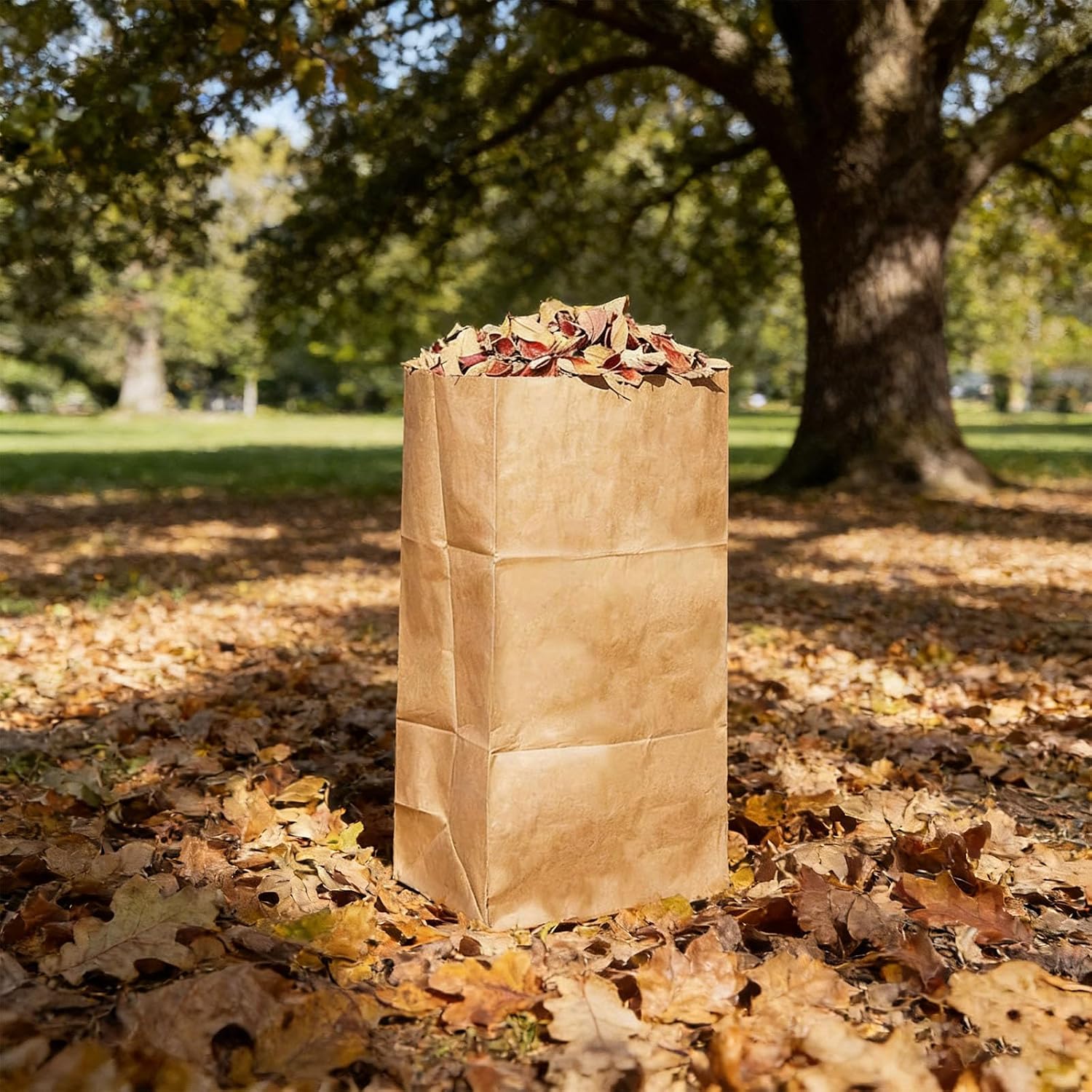 10pcs Heavy Duty Recyclable Square Bottom Leaf Bags Craft Paper Lawn Bags for Gardening and Household Cleaning