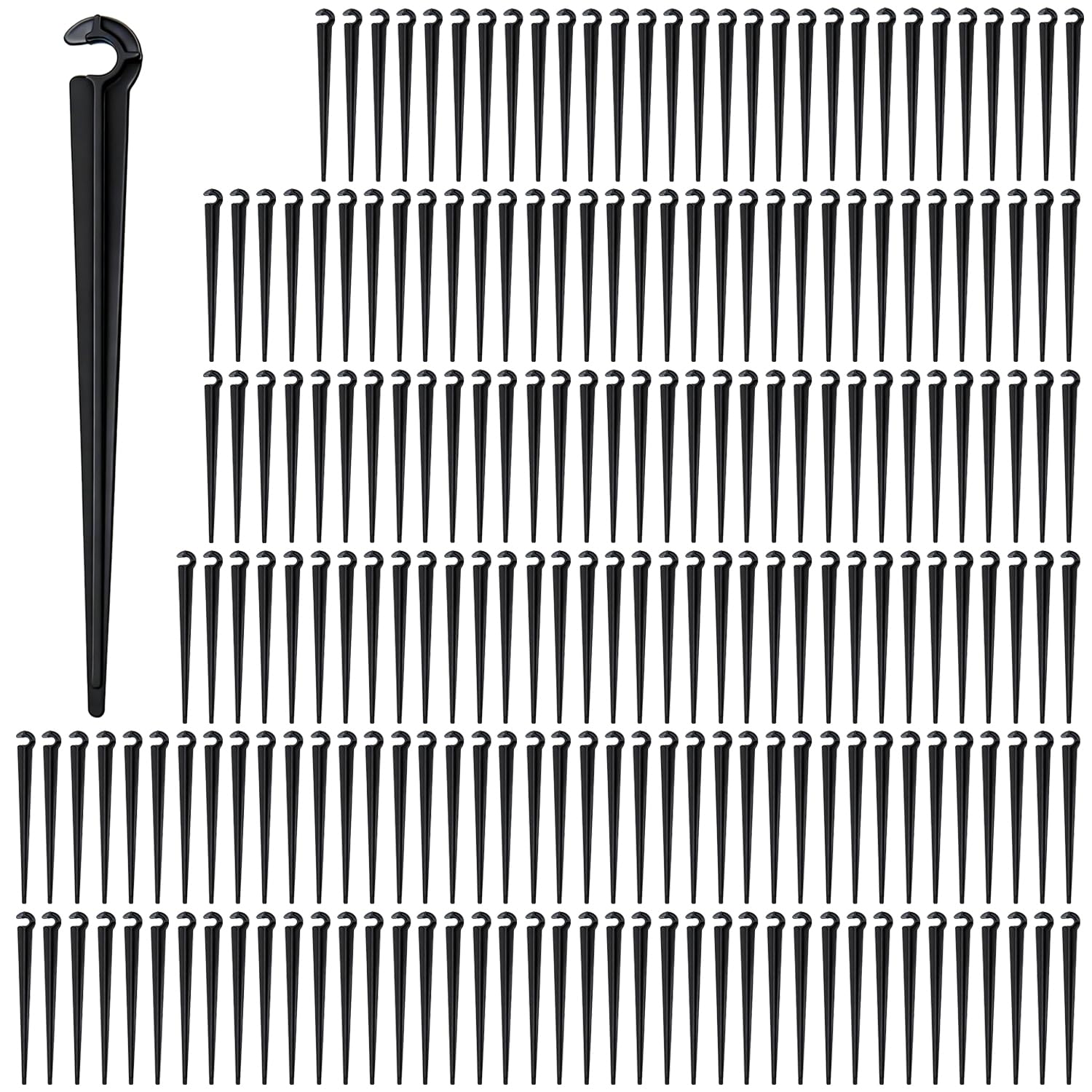 RedChili 210 Pack Irrigation Support Stakes for 1/4 Inch Drip Tubing, 1/4" Drip Tubing Hold Plastic Stakes Quarter Inch Drip Line Holder Fittings for