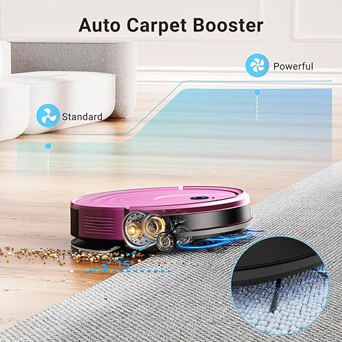 Miniatura 6 de Robot Aspirador y fregona Combo 5000Pa 650mL 2 en 1 Robot Aspirador Horario WiFiAlexaApp Smart Auto-Carga Robótica Aspiradora Ultra-Slim