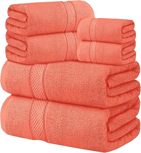 Vista 42 de Oakias Juego de toallas prémium de 6 piezas, 21.16 oz/m², 2 toallas de baño, 2 toallas de mano/pelo y 2 toallas pequeñas, 100% algodón hilado