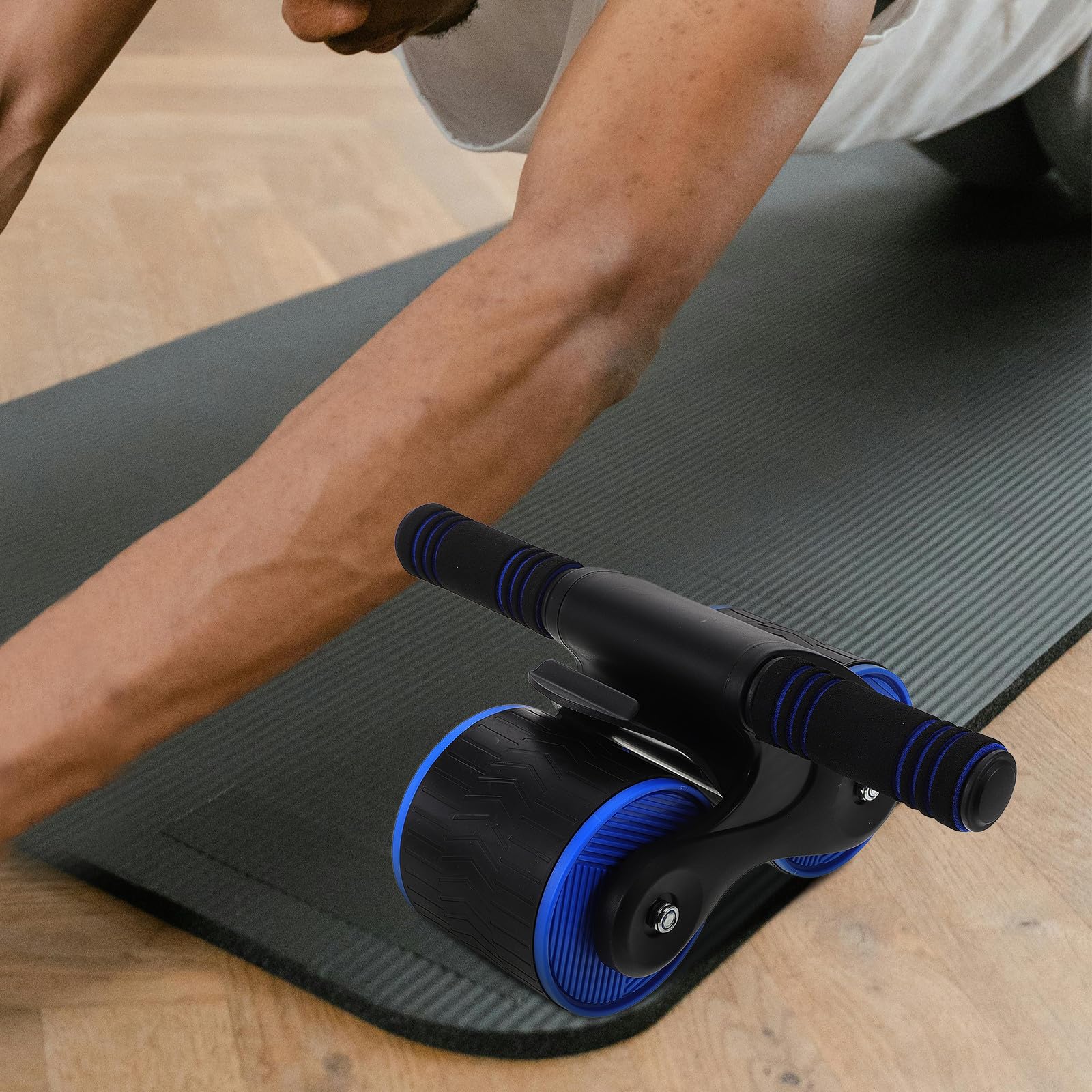 POPETPOP Rodillo para Abdominales Rueda de Goma y Acero, Equipo Compacto para Ejercicios Abdominales en Casa o Gimnasio, Añade Intensidad al Entrenamiento Core