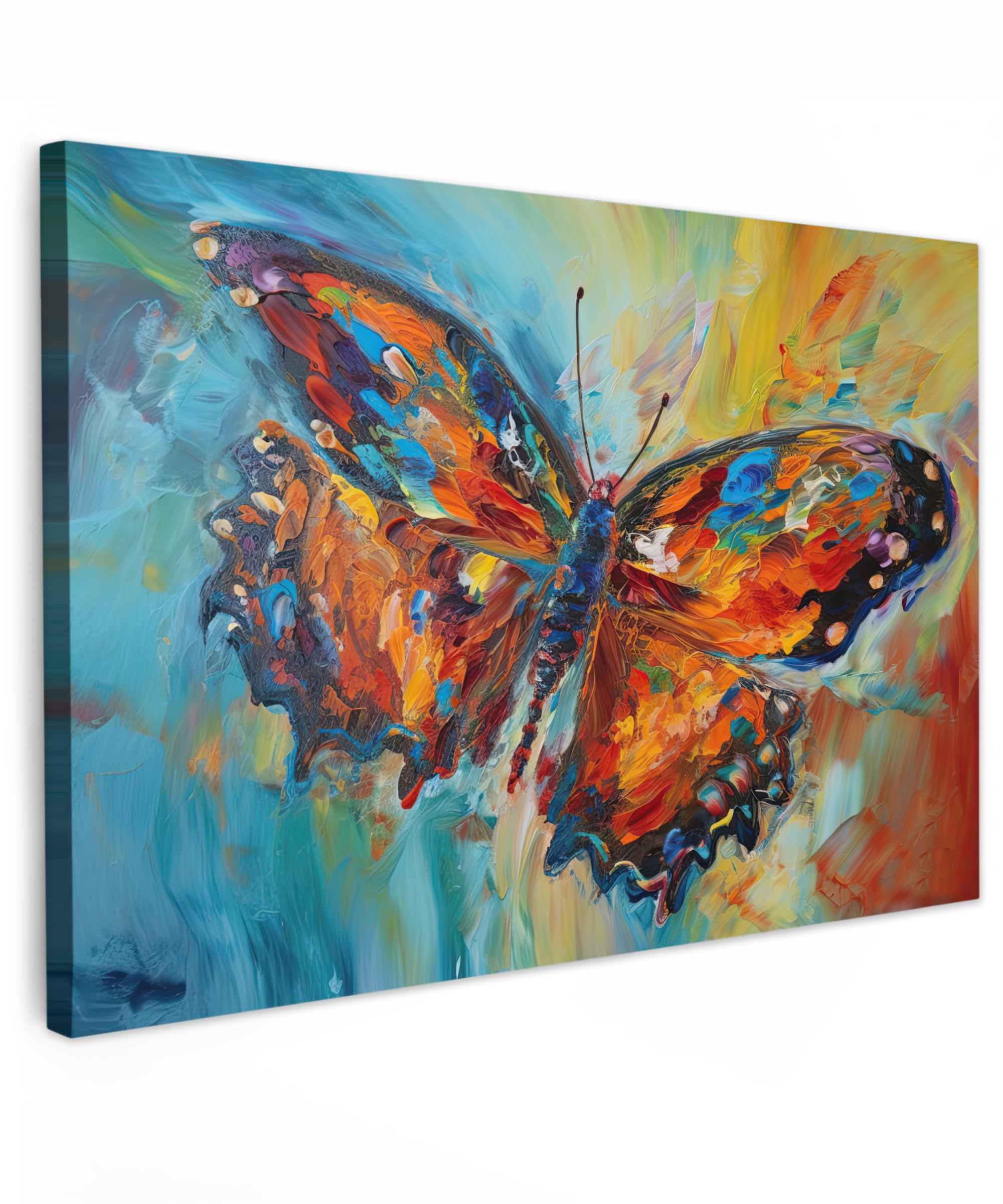 MuchoWow© Canvas Wall Art 12"x8" / 30x20 cm Decor Prints for Living Room Decorative Canvases Hall Artwork Butterfly - Colours - Art - Painting — image 1
