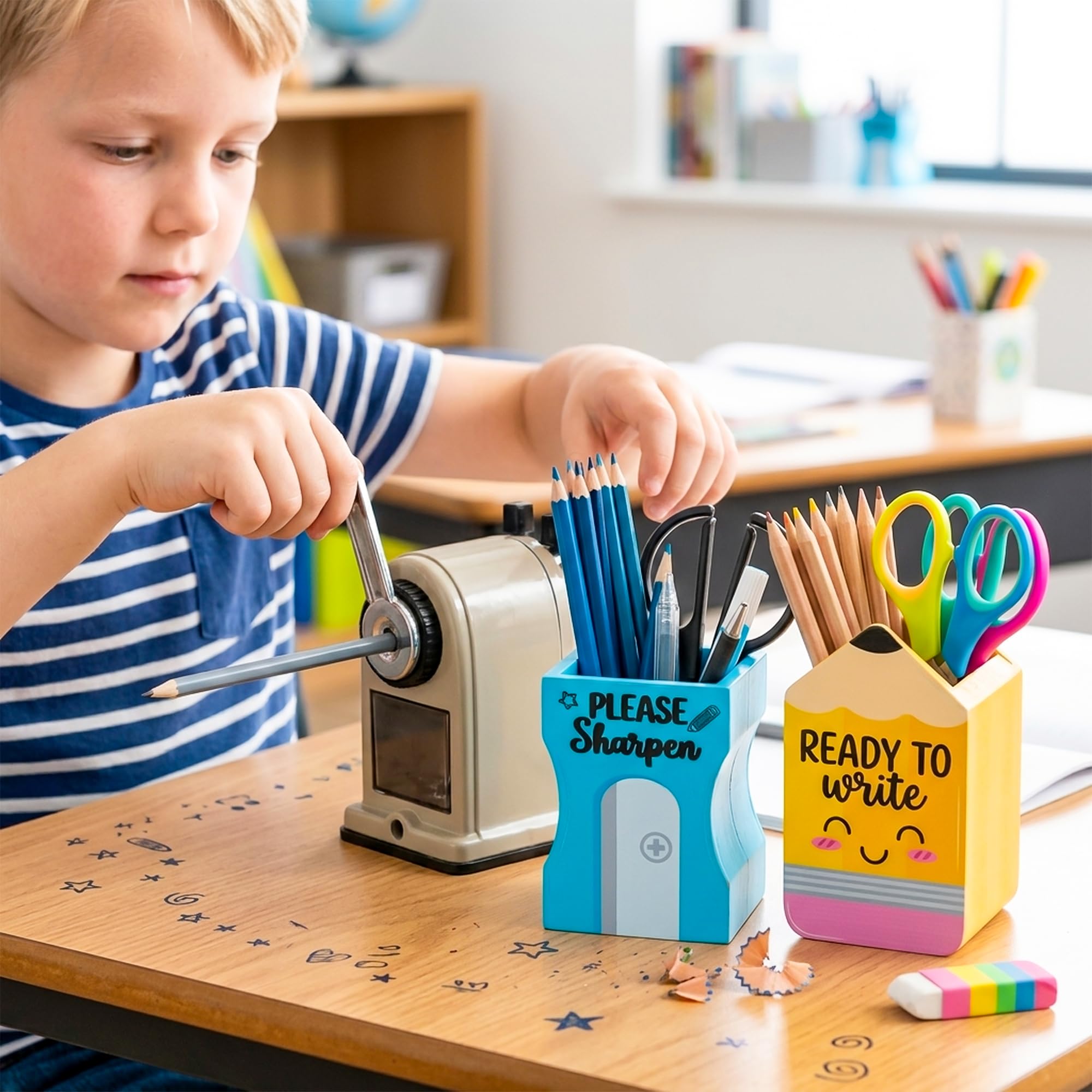 MALLMALL6 3 portamatite a forma di gomma, per il rientro a scuola, in legno, regalo per bambini, studenti, nessun assemblaggio, dispenser da scrivania a forma di opaco, organizer per la decorazione in