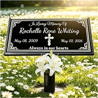 Black Granite Headstone With Photo