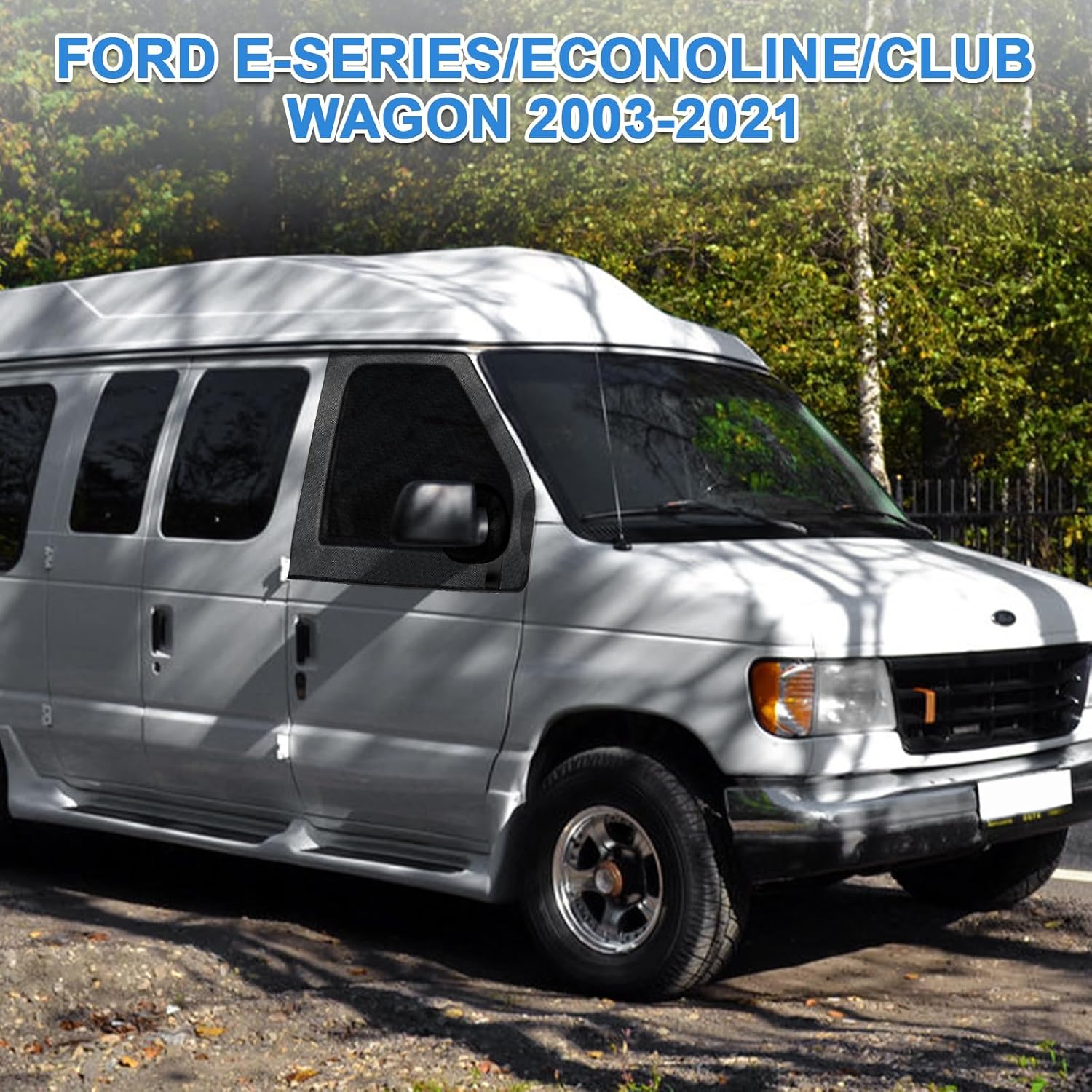 Magnetic Window Screens Customized for 2003-2026 Ford E-Series E-150 E-250 E-350 E450/Econoline/Club Wagon, Front Door Bug Mesh (Pair), Keeps Bugs Out Magnetic Bug Mesh, Easy to Install