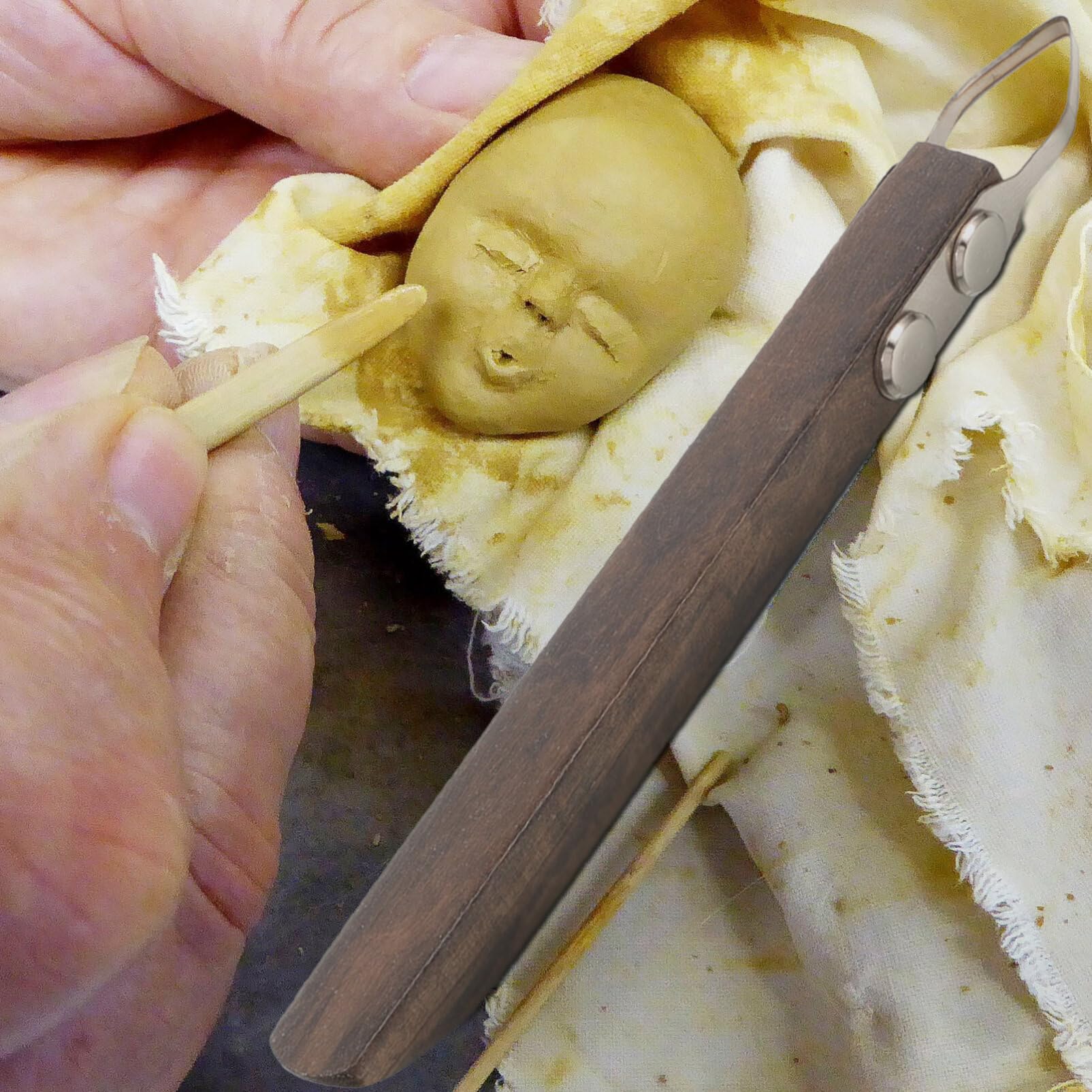 Herramientas Mango de Madera y Acero Inoxidable para Esculpir Cerámica y Arcilla para Moldeado y Tallado en Proyectos DIY