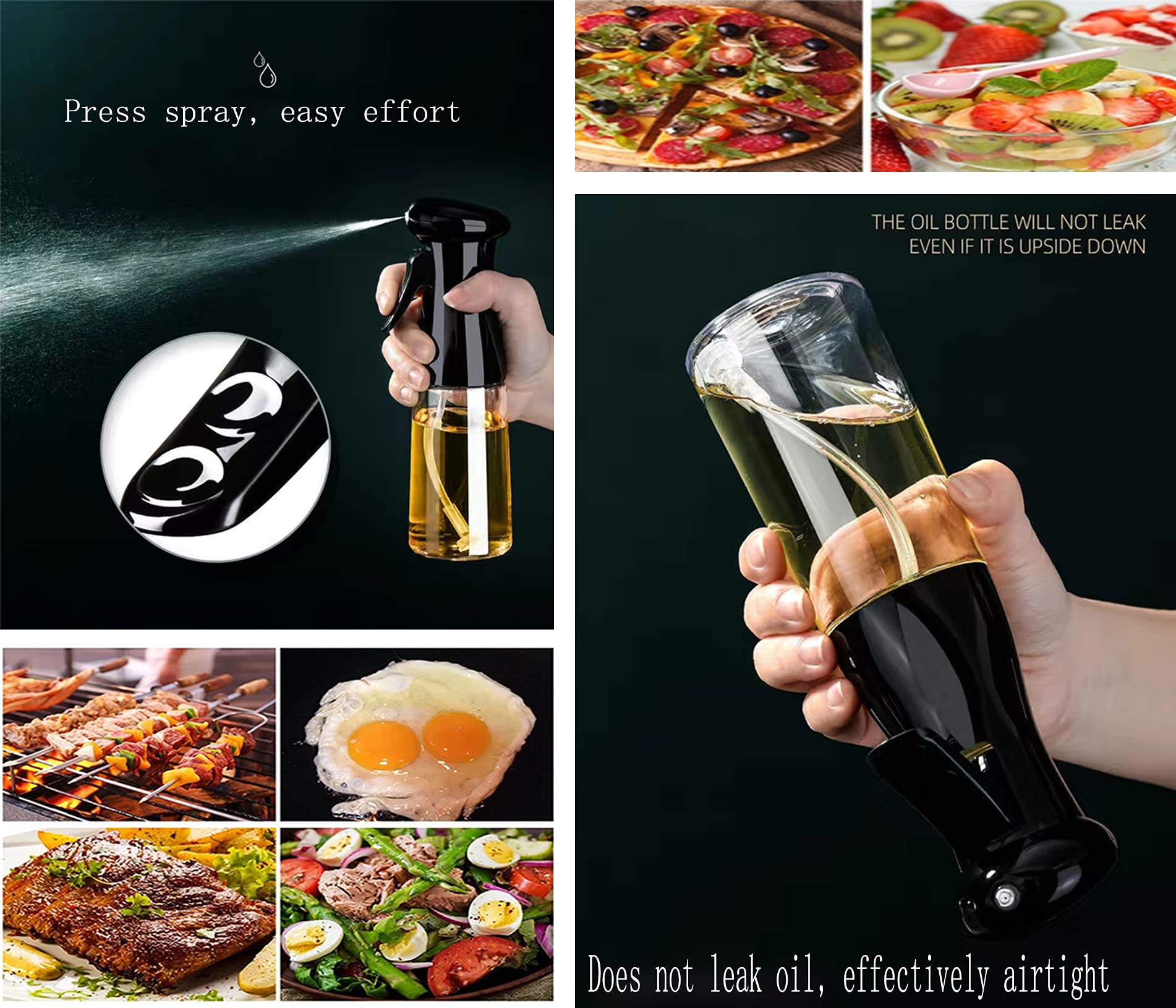 Spruzzatore Olio 300ml In Vetro - Antigoccia Per Cucina Sana, Per Friggitrici Senza Olio - Foto 8