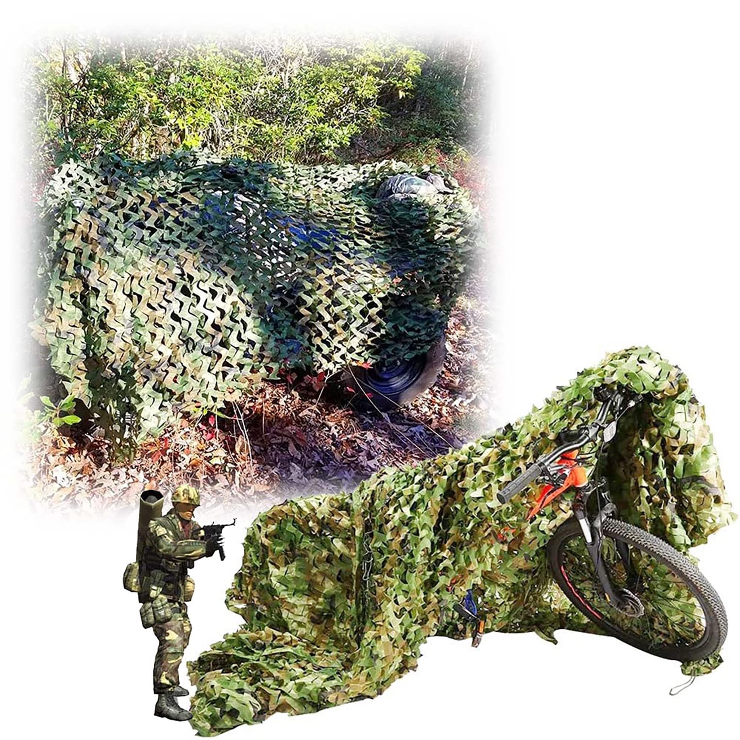 Red camuflada, Vela de Sombra for ocultación Camuflaje, decoración Fiesta Tiro, Refugio Militar for observación Aves y Caza(2x10m/6.6x32.8ft)