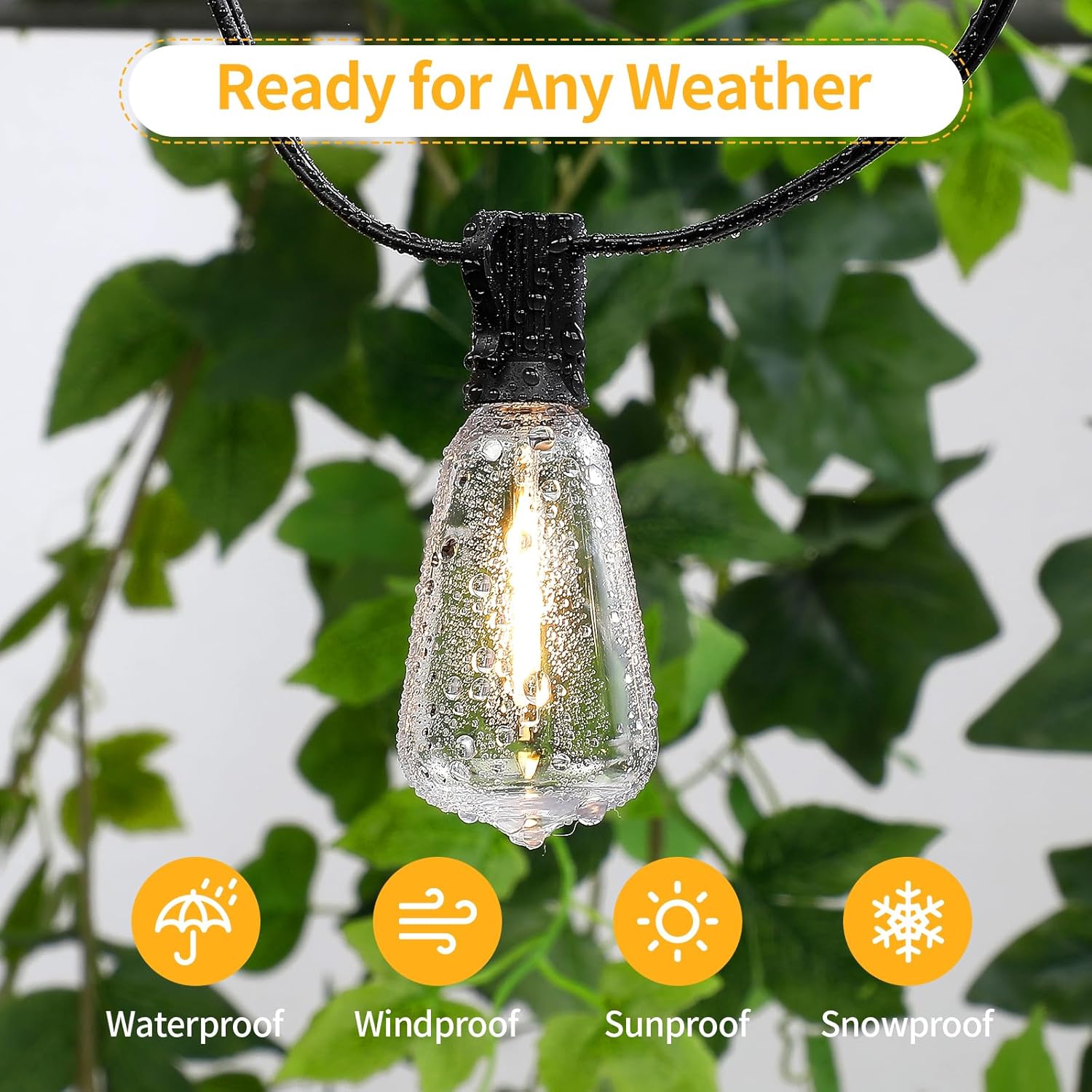 10Pack ST38 LED Outdoor String Light Replacement Bulbs, 【 E12 BASE ONLY - 12mm】Shatterproof & Weatherproof Vintage Edison, E12 Candelabra Base, 2700K Warm White, 7W Equiv. (0.6W Energy Saving) - Image 5