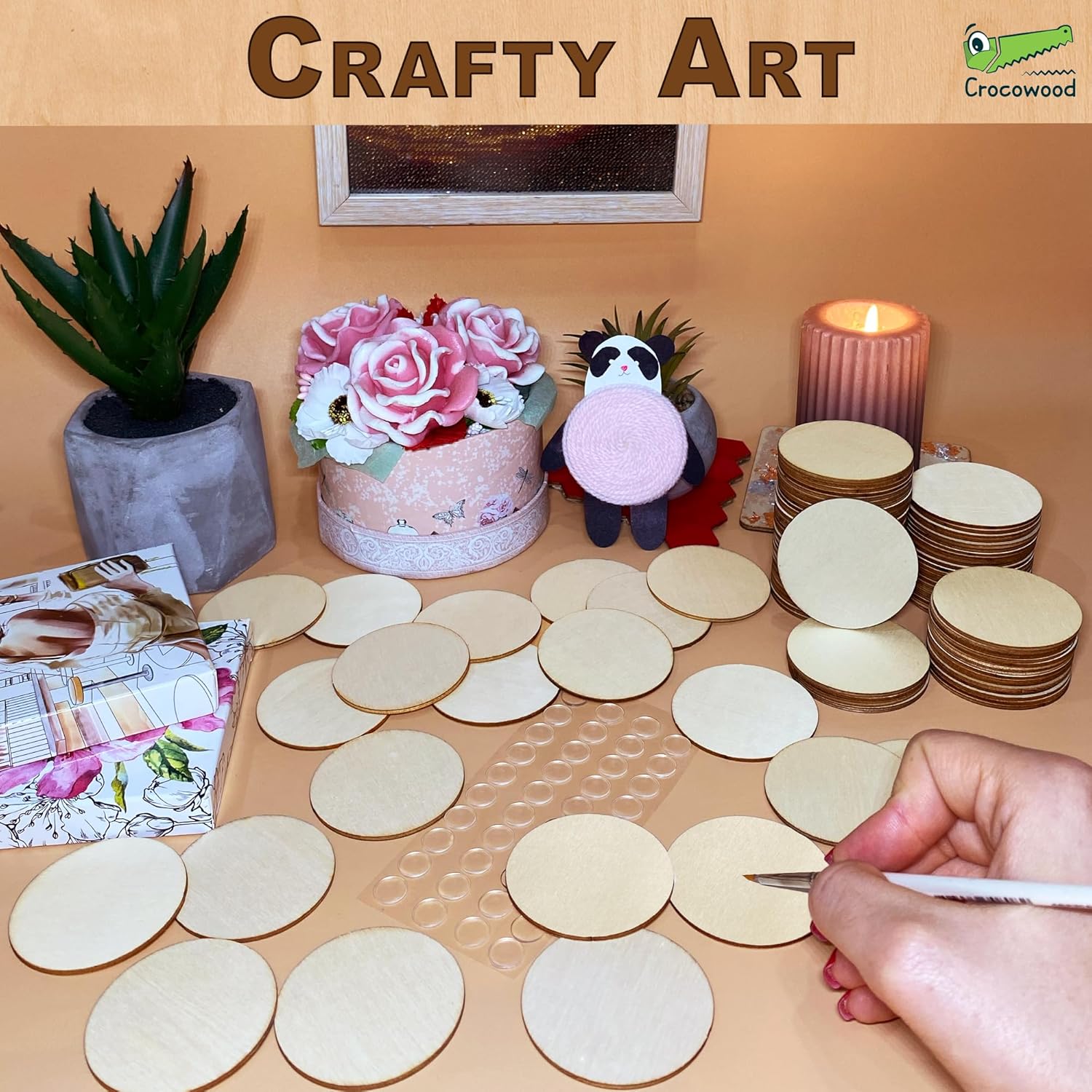 110 Pcs Blank Wooden Circles for Crafts - Unfinished 2 inch Wood Circles for Decoration - Round Wooden Discs for Crafts as Round Wood Cutouts for Painting - Blank Wood Circles Round Wood for Crafts