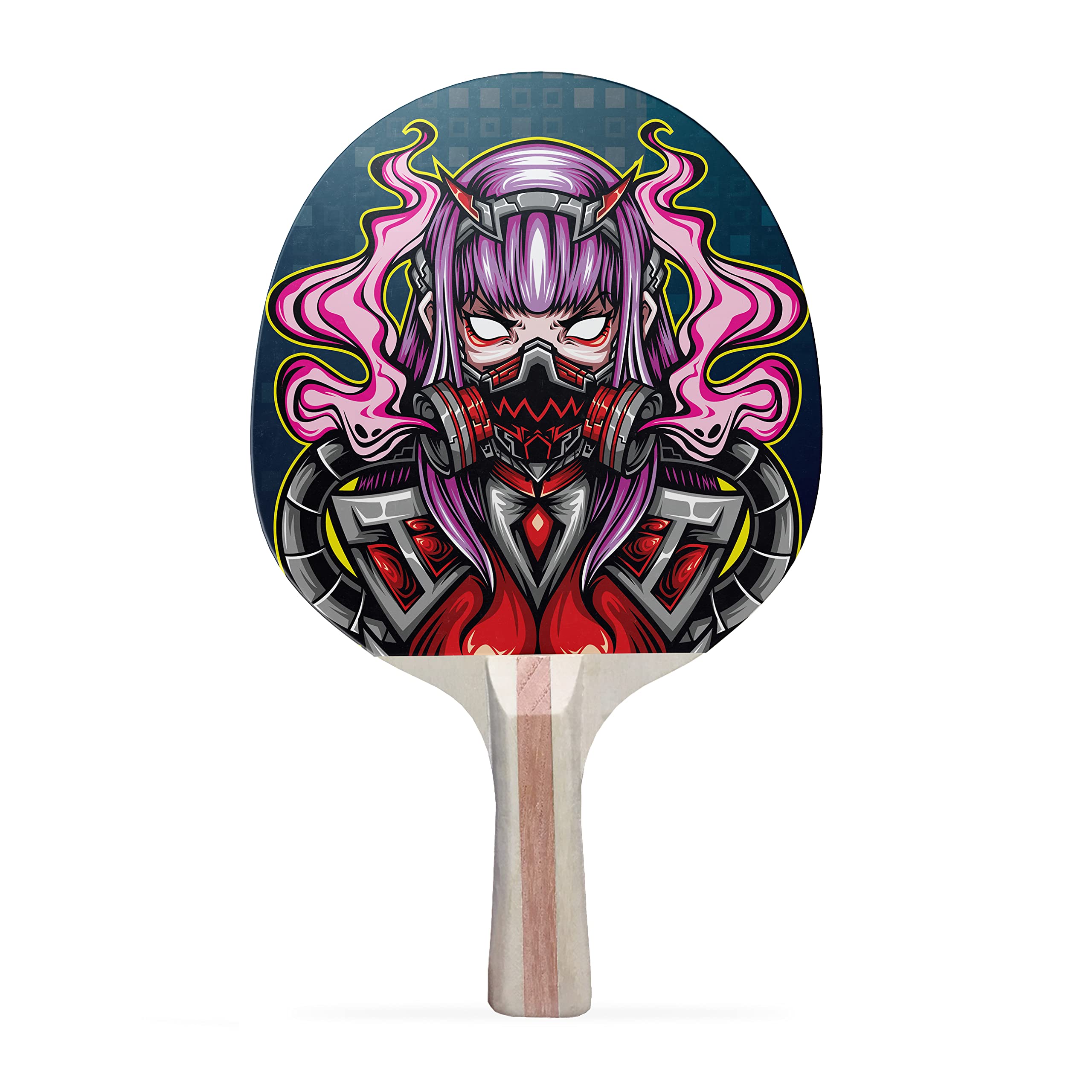 TigerTail Sports Geisha Colorful Design Ping Pong Paddle, Premium 5 Ply Table Tennis Racket (Black on Back)