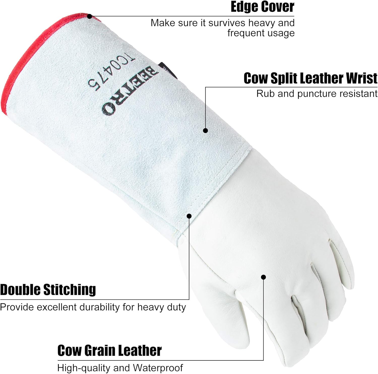 BEETRO -292℉/-180℃ or Above Antifreeze Gloves for Dry Ice Handling Liquid Nitrogen Sponge and Cotton Inner