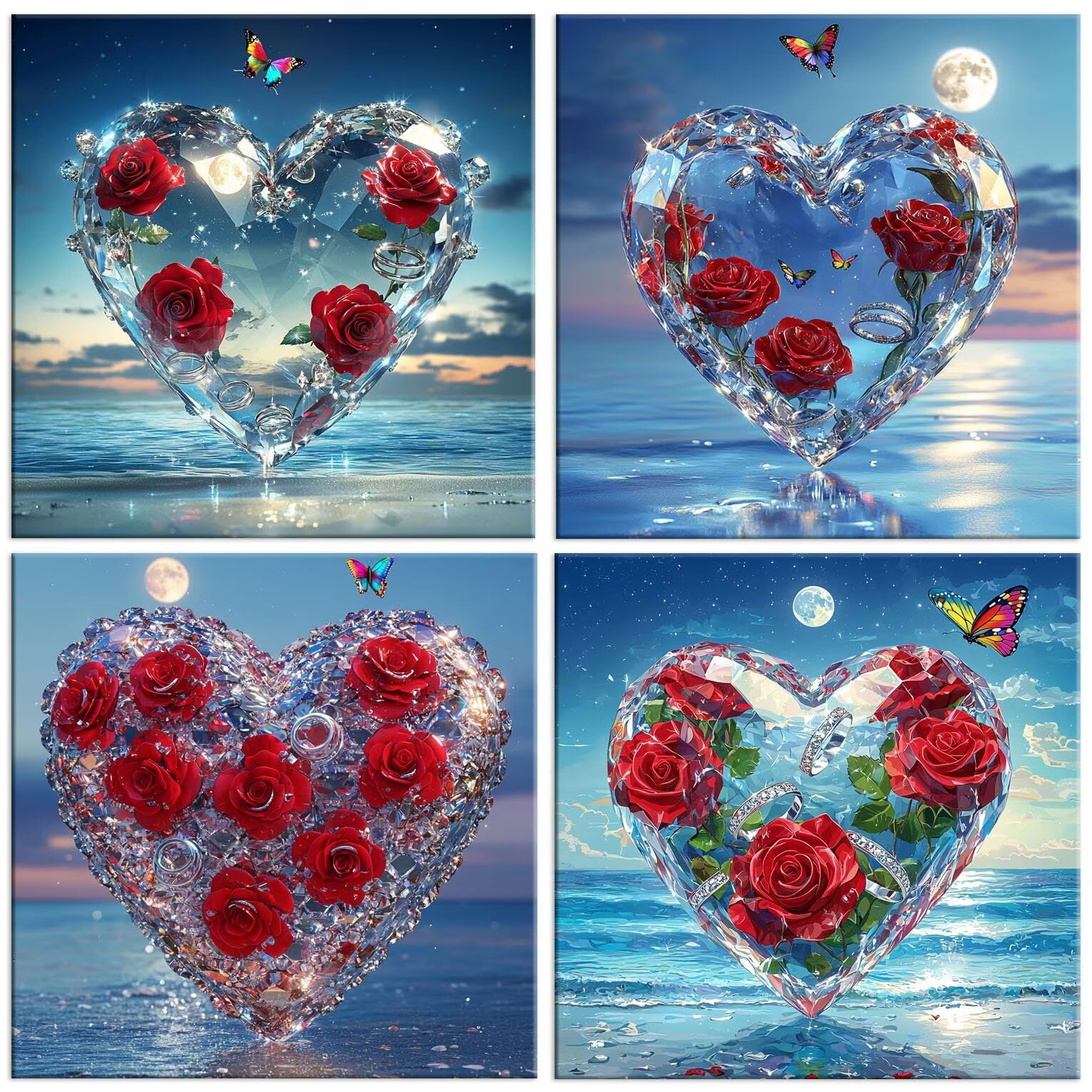 QIANLUOO Love Rose Diamond Painting Zestawy dla początkujących dorosłych 35