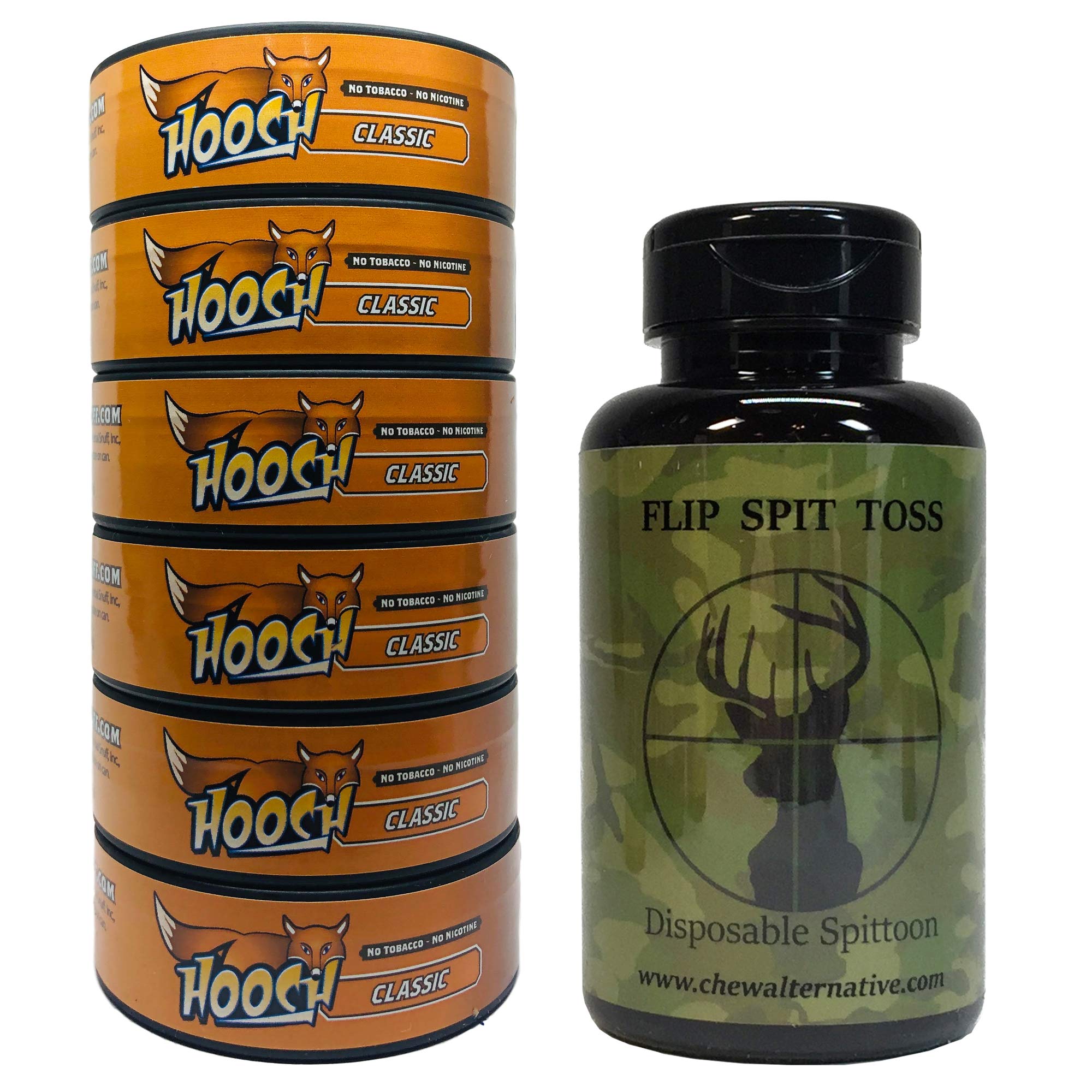 Hooch Herbal Snuff Classic Fine Cut 6 Cans with DC Crafts Nation Mud Bud Spittoon - Deer