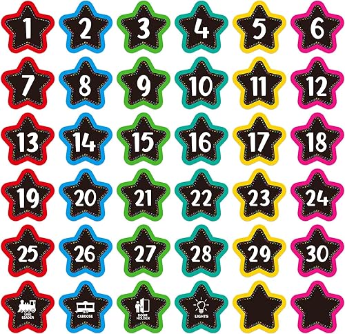 PETCEE 36 calcomanías de marcadores de números, puntos de línea de 4 pulgadas para el aula, etiquetas de números de piso para aula, puntos de