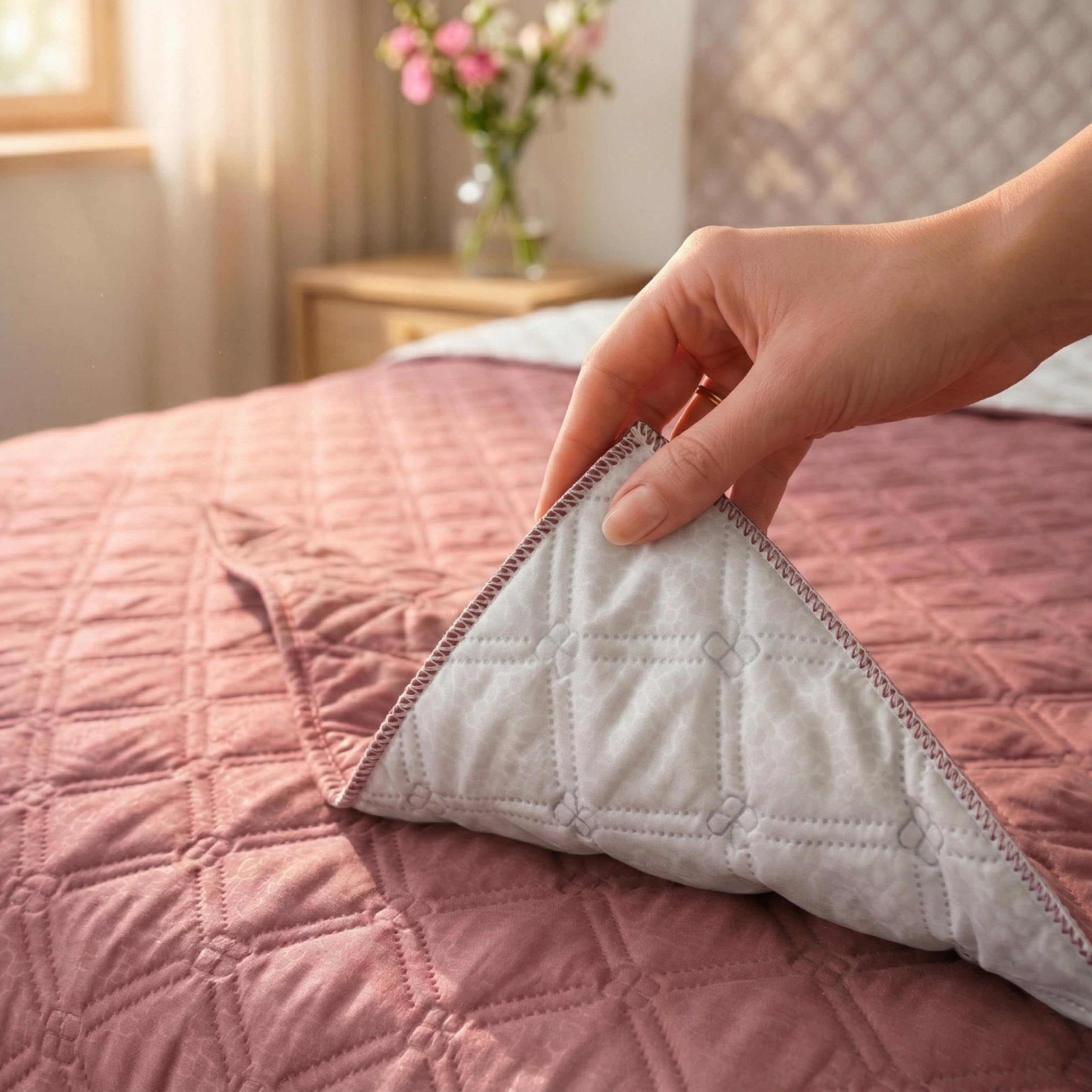 o-day Renato Balestra Frühlings-Steppdecke für Doppelbett, hergestellt in Italien, aus weichem Polyester, Sommer-Tagesdecke, einfarbig (Puder, Doppelbett 255 x 245 cm)