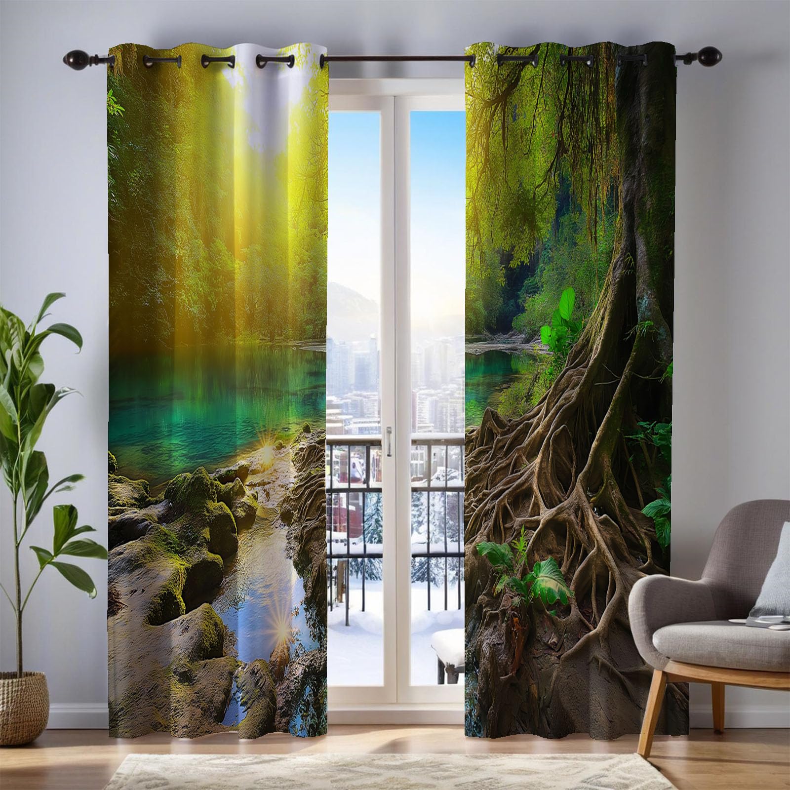 Rideaux occultants thermiques isolants anti-froid pour salon et chambre