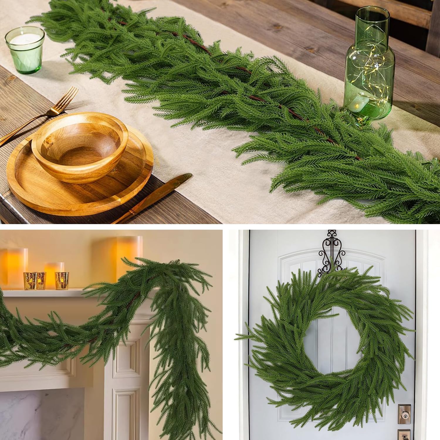 9Ft Christmas Norfolk Pine Garland, Real Touch Artificial Norfolk Pine Winter Greenery Garland for DIY Christmas Wreath Xmas Indoor Outdoor Home Decor - Image 5