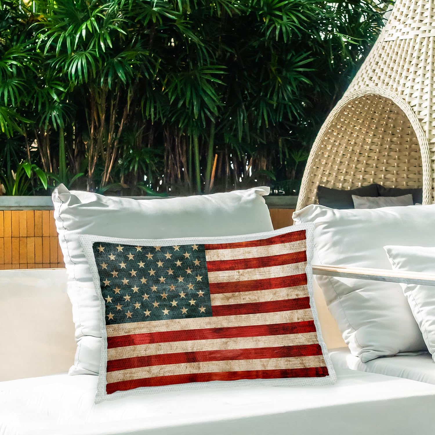 Stupell Industries | Rustic American Flag, 14 x 20 | Outdoor Pillow, Made in USA - By Luke Wilson