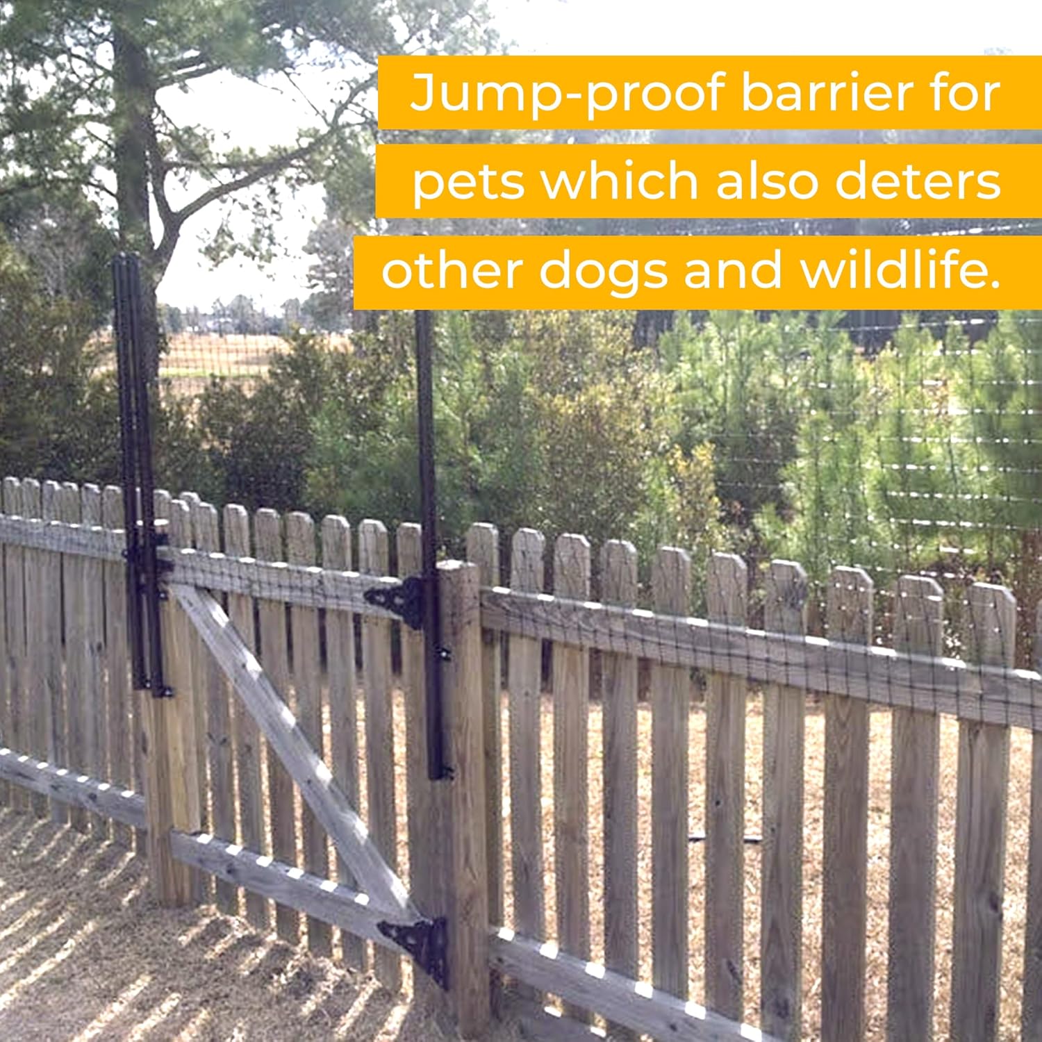 Dog-Proofer Vertical Fence Extension System - Includes Galvanized Steel Extenders and Industrial Poly Mesh to Prevent Jumping Over Fences, Extends Fencing Height by 3 Feet, 50 Foot Kit