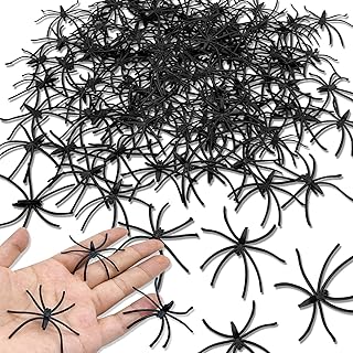 Szsrcywd 100Pcs Realistic Plastic Spiders,Artificial Spider Joke Toys,Lifelike Appearance Spider Prank Props for Halloween Decorations