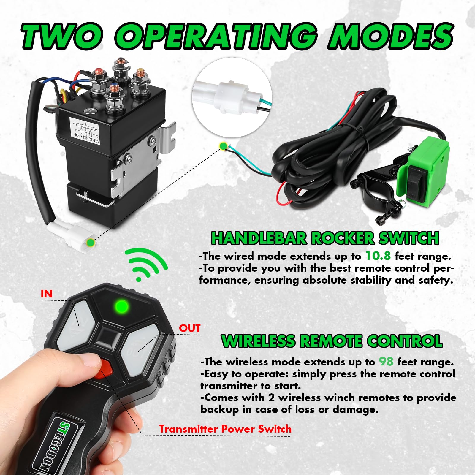 Wciągarka 5500 12 V, elektryczna wciągarka ATV/UTV z liną syntetyczną, 2 szt., bezprzewodowy pilot zdalnego sterowania i ogranicznik do holowania jeepa, terenowego SUV-a, ciężarówki