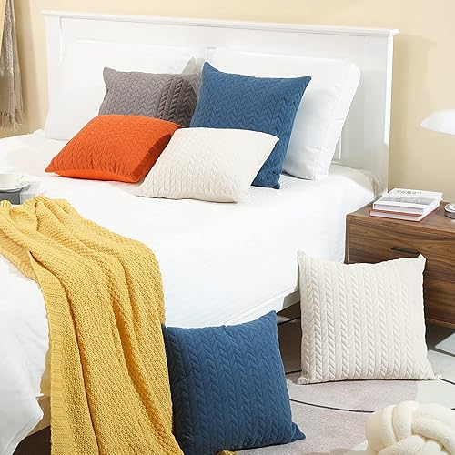 Miniatura 6 de Sioloc Juego de 2 fundas de almohada decorativas de 18 x 18 pulgadas, fundas de cojín cuadradas suaves, decoración del hogar, sofá, cama y dormitorio