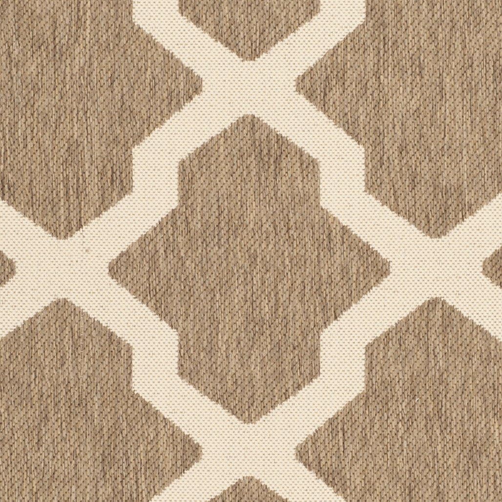 SAFAVIEH Washable Rug Outdoor Courtyard Collection - 6'7" x 9'6", Brown & Bone, Non-Shedding & Easy Cleaning, Ideal for Patio, Backyard, Mudroom (CY6903-242)