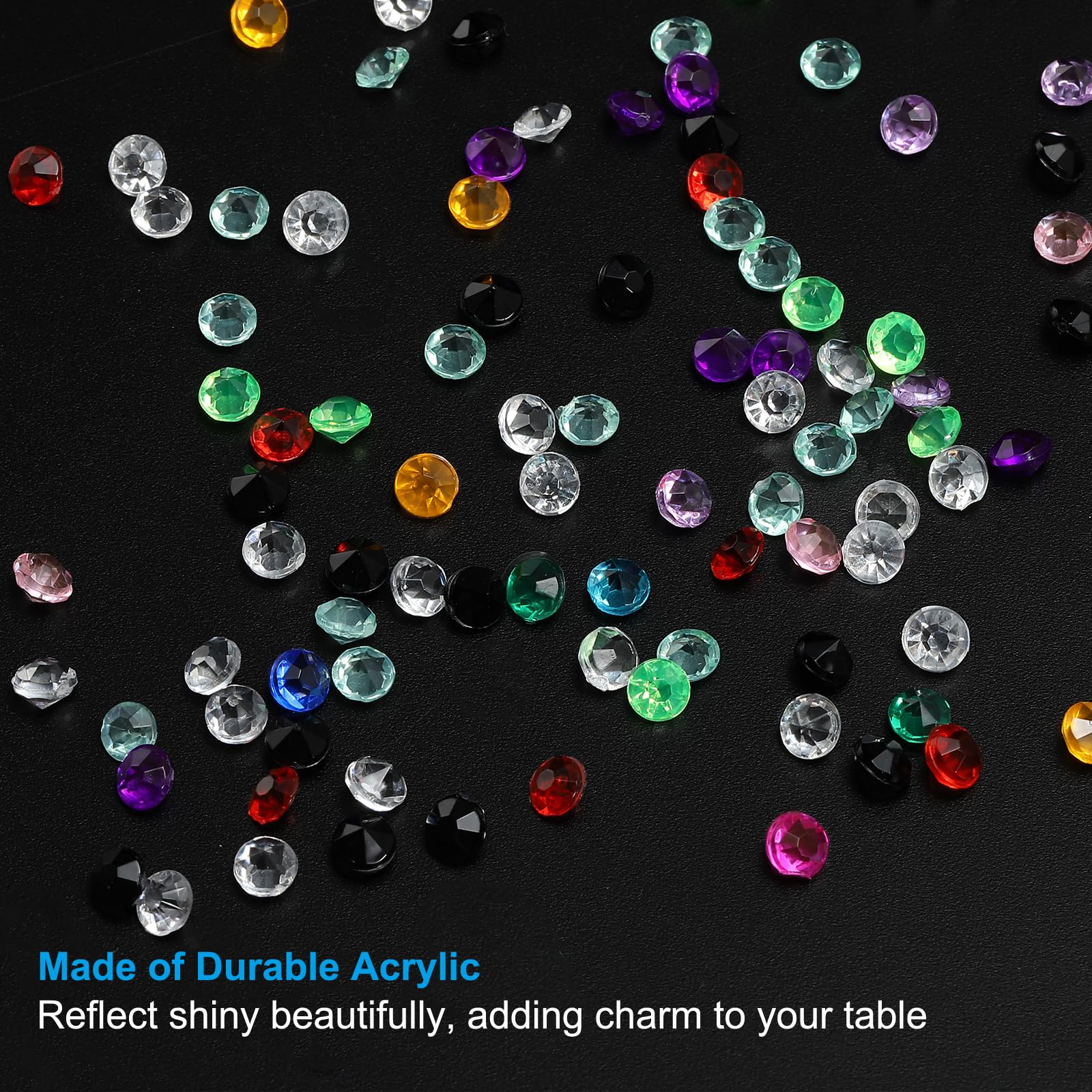 6000Pcs Black Acrylic Wedding Diamonds - 3mm Table Scatter Confetti For Centerpieces