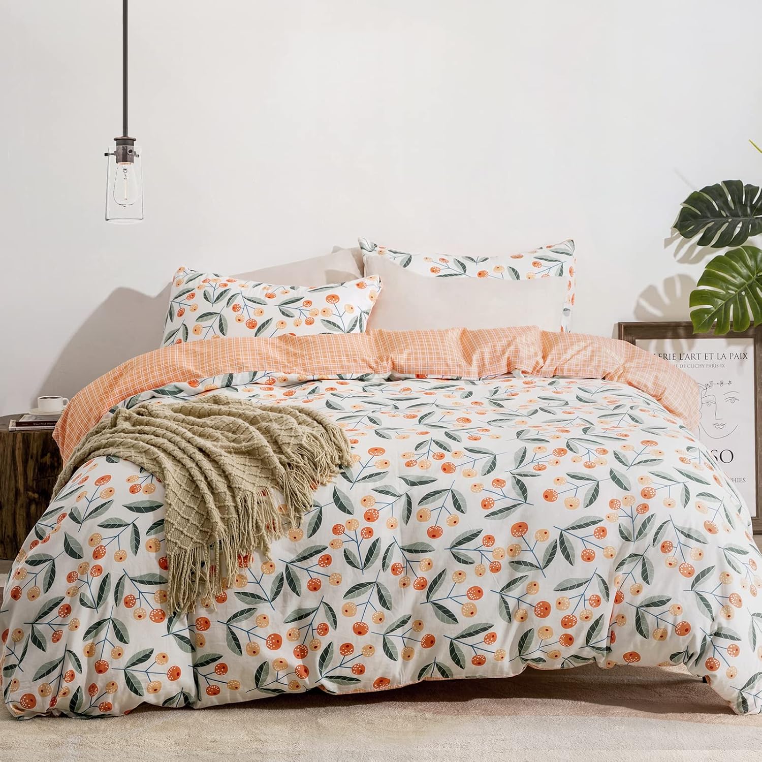 Dreamcountry Cotton Duvet Cover Set 3 Pieces (2 Pillowcases,1 Duvet Cover) Luxury Soft Bedding Set with Zipper & 4 Closure Corner Ties, Cozy Cotton Duvet Cover Set (King, 104x90 Inches)