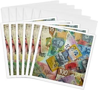 3dRose Greeting Cards - Foreign currency, Australian, Canadian, and New Zealand dollars - 6 Pack - David Wall - Currency