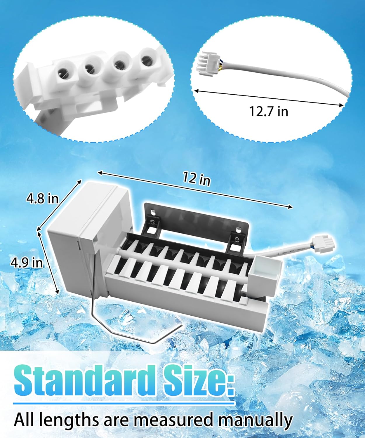 IM1900MD Ice Maker Replacement Kit Fits for Midea Top Mount, Bottom Mount and 18 Cu.ft French Door Refrigerators,with ice Storage Box