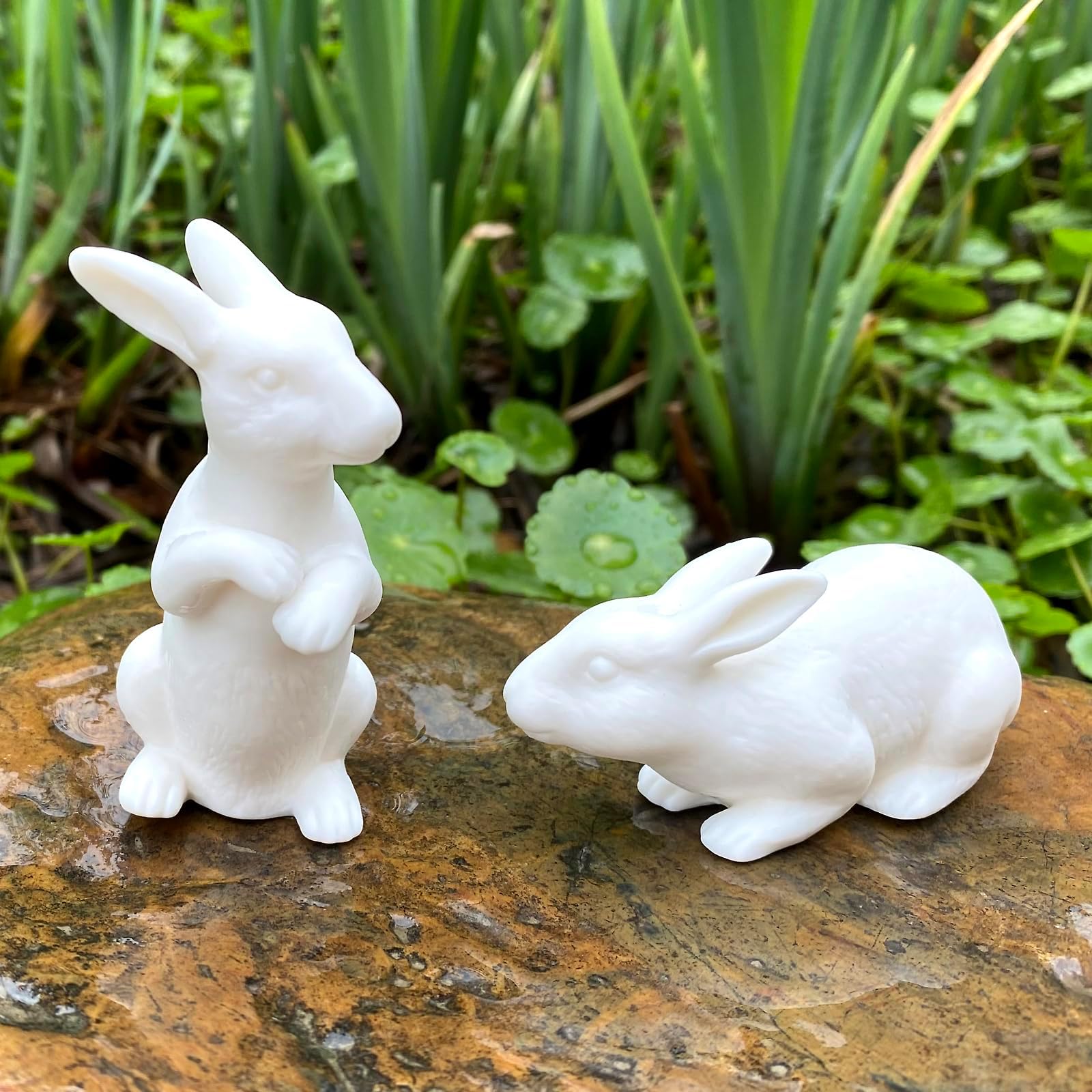 Basuo9Q Pack of Collectible White Ceramic Animal Figurines