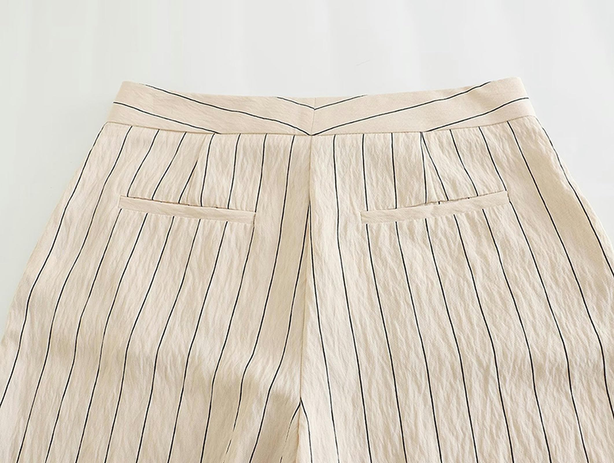 Traje de Mujer Conjuntos de Blazers Mujer 2 Piezas Moda Rayas Oficina Blazers Abrigo Chaqueta Mujer Pantalones Trajes Mujer Trajes de Primavera-Conjunto de 2 Piezas-M