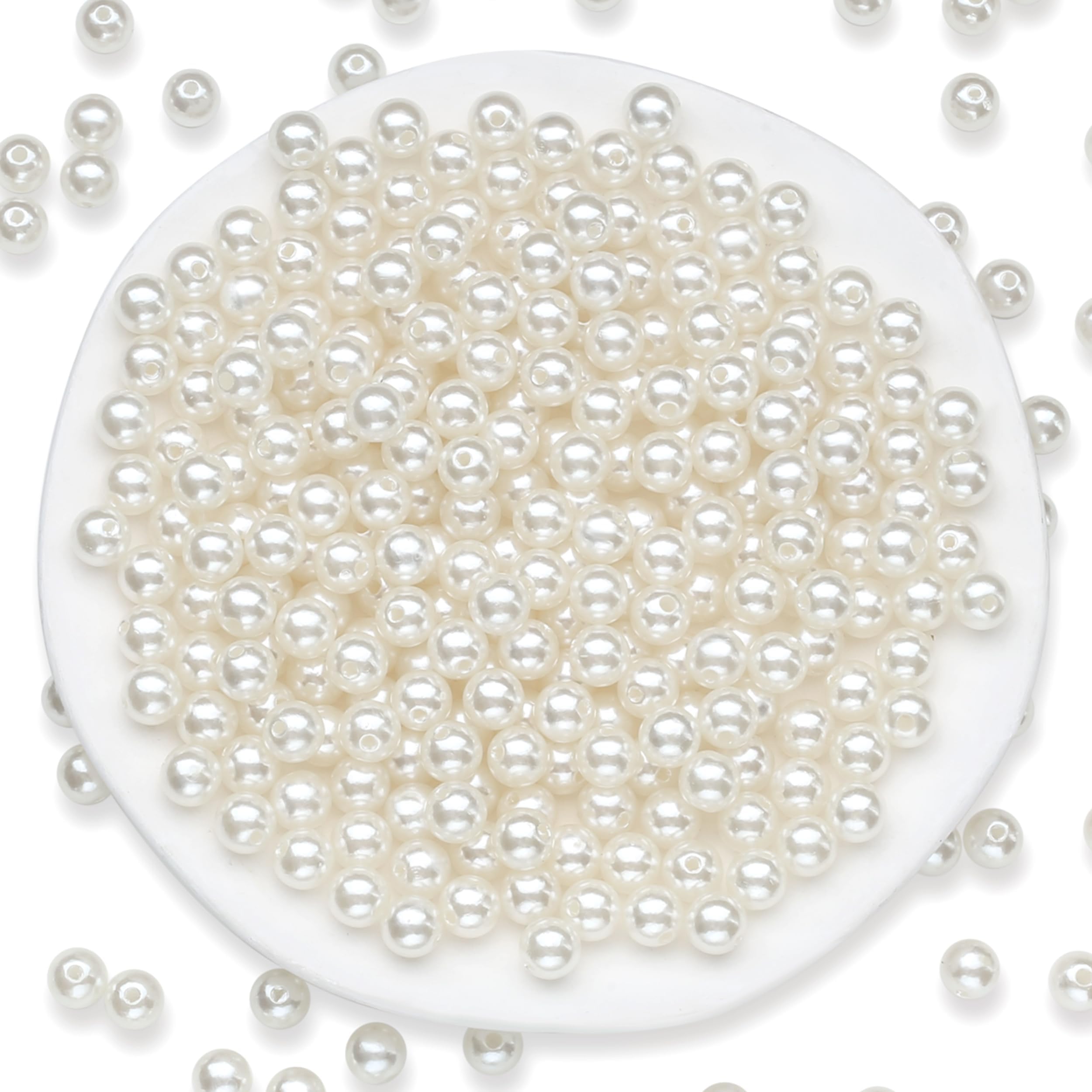 Sahoottie 10MM Pearls for Crafting,200Pcs White Pearl Beads for Jewellery Making Faux Pearls with Holes for DIY Bracelets, Necklaces, Hairs, Crafts โ image 1