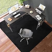 Vista 8 de Tapete grande para silla de oficina para suelo duro, 63 x 51 pulgadas, alfombra de escritorio de tela de franela, protector para oficina en casa