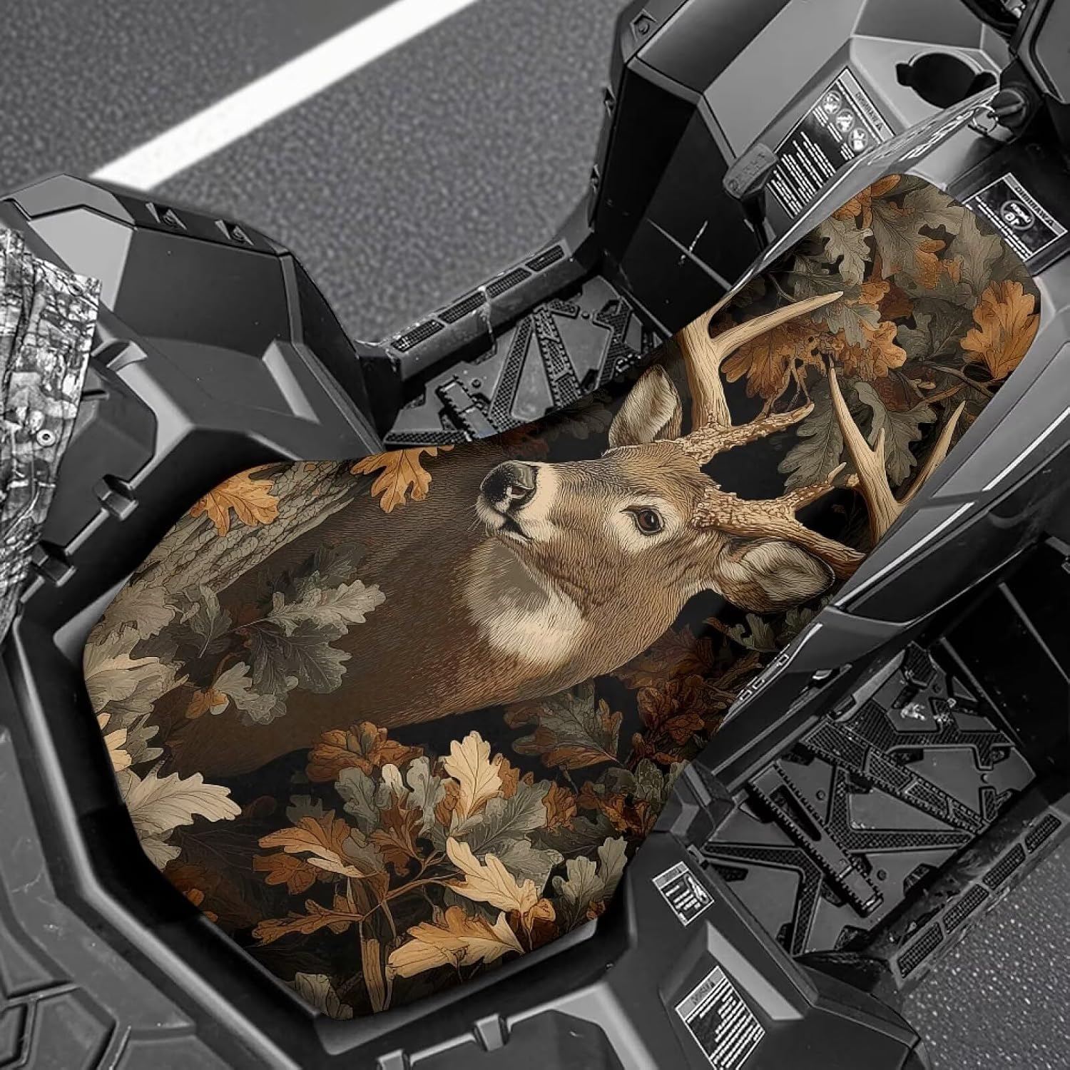 Camo Hunting Deer ATV Seat Cover Soft Waterproof Four Wheeler Seat Cover Easy to Install ATV Accessories Compatible with Polaris Sportsman Polaris Scrambler Honda Rancher image 3