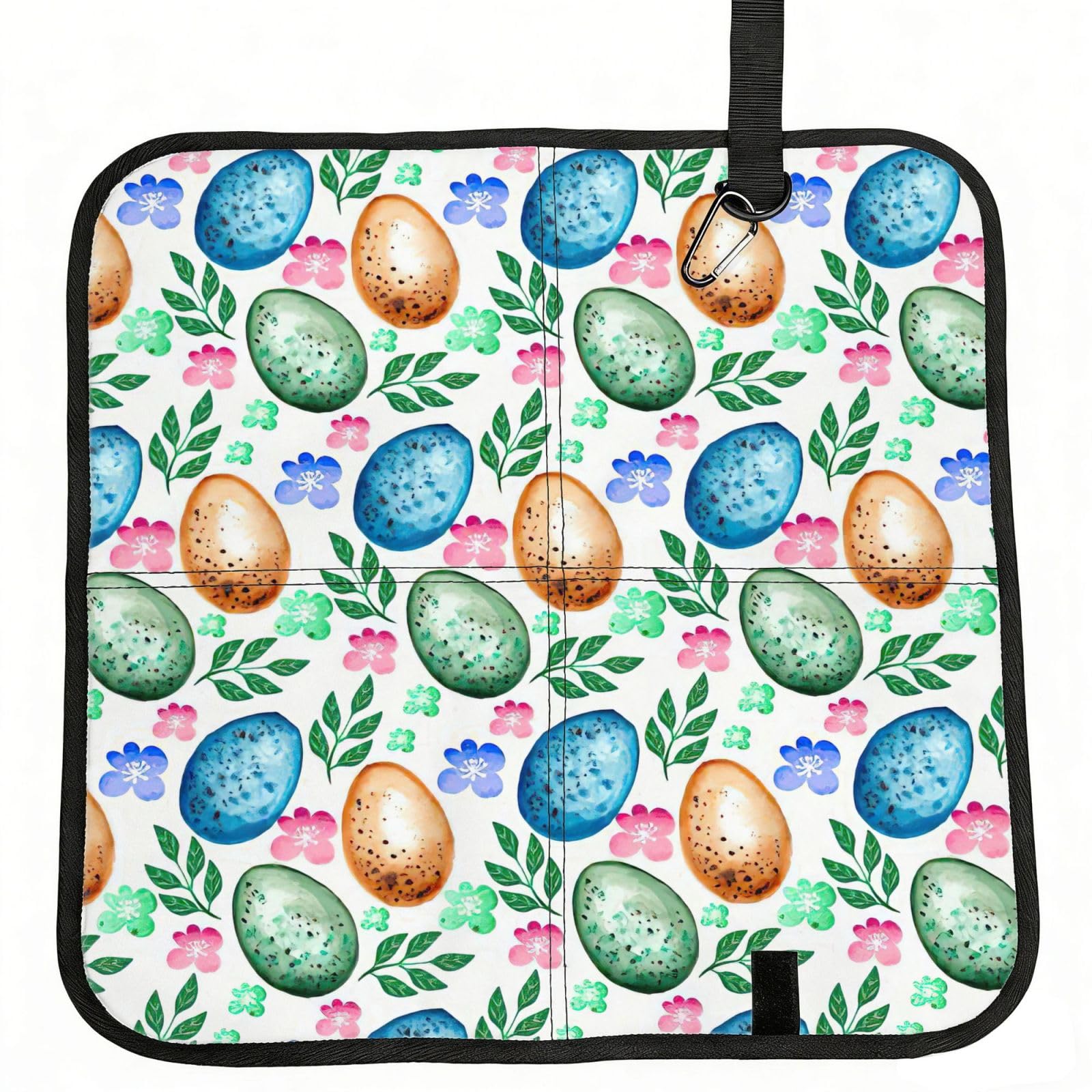 SDEGTHO Easter Eggs Printed Foldable Seat Pad with Closure, Lightweight Cushion for Airplane Travel Camping