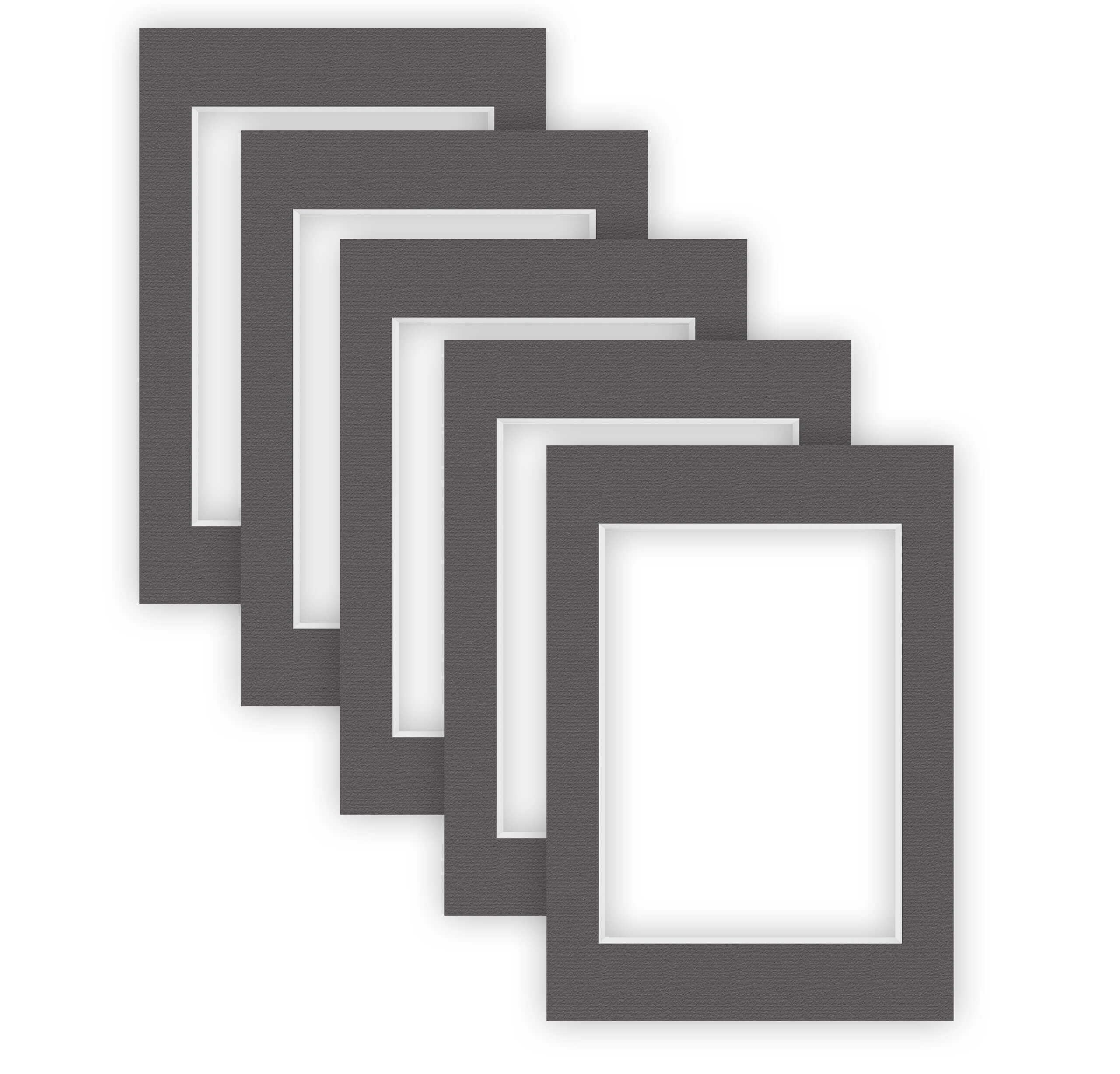 nielsen Conservation Passepartout Karton 1,5 mm | 5er Set | Außenformat 29,7x42 cm (DIN A3) für Bildformat 21x29,7 cm (DIN A4) | Graphitgrau (dunkelgrau) | strukturierte Oberfläche