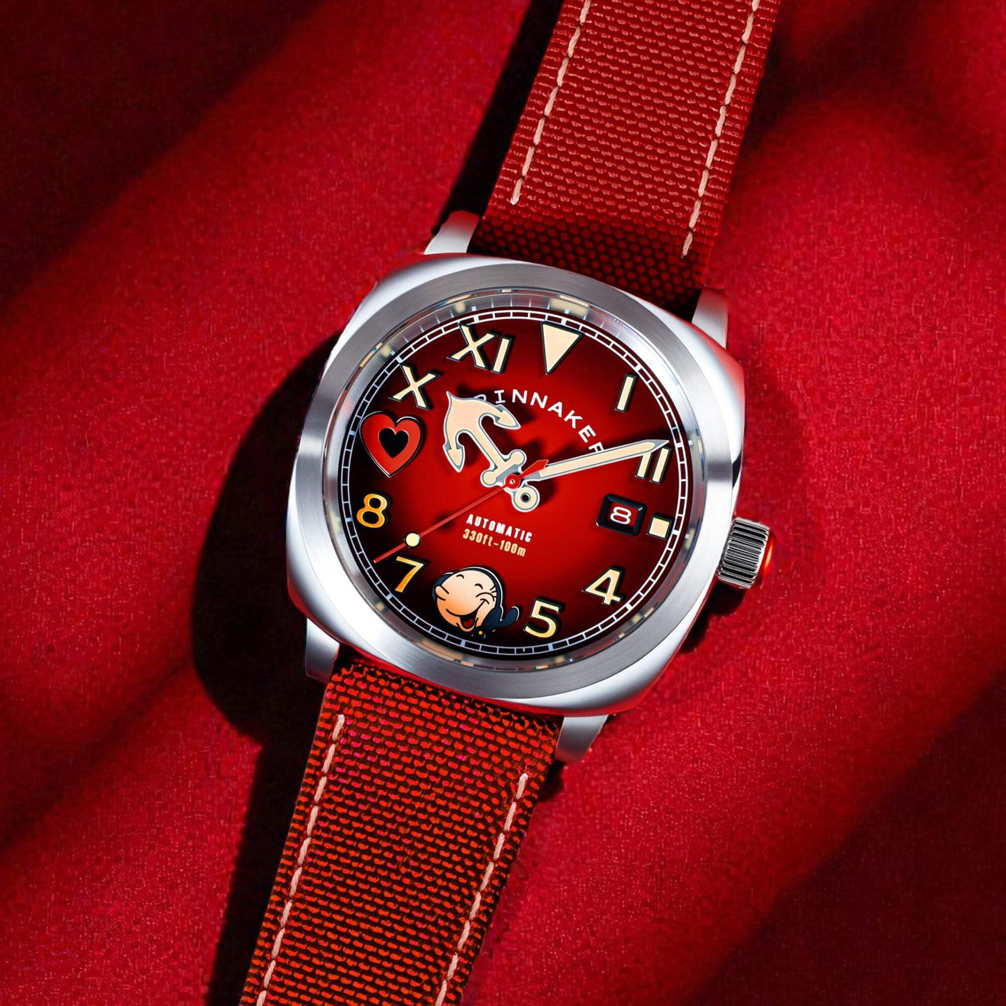 Spinnaker Herren-Armbanduhr 42 mm Hull California Automatik Popeye Sailors and Sweethearts Limited Edition mit Nylonband SP-5169