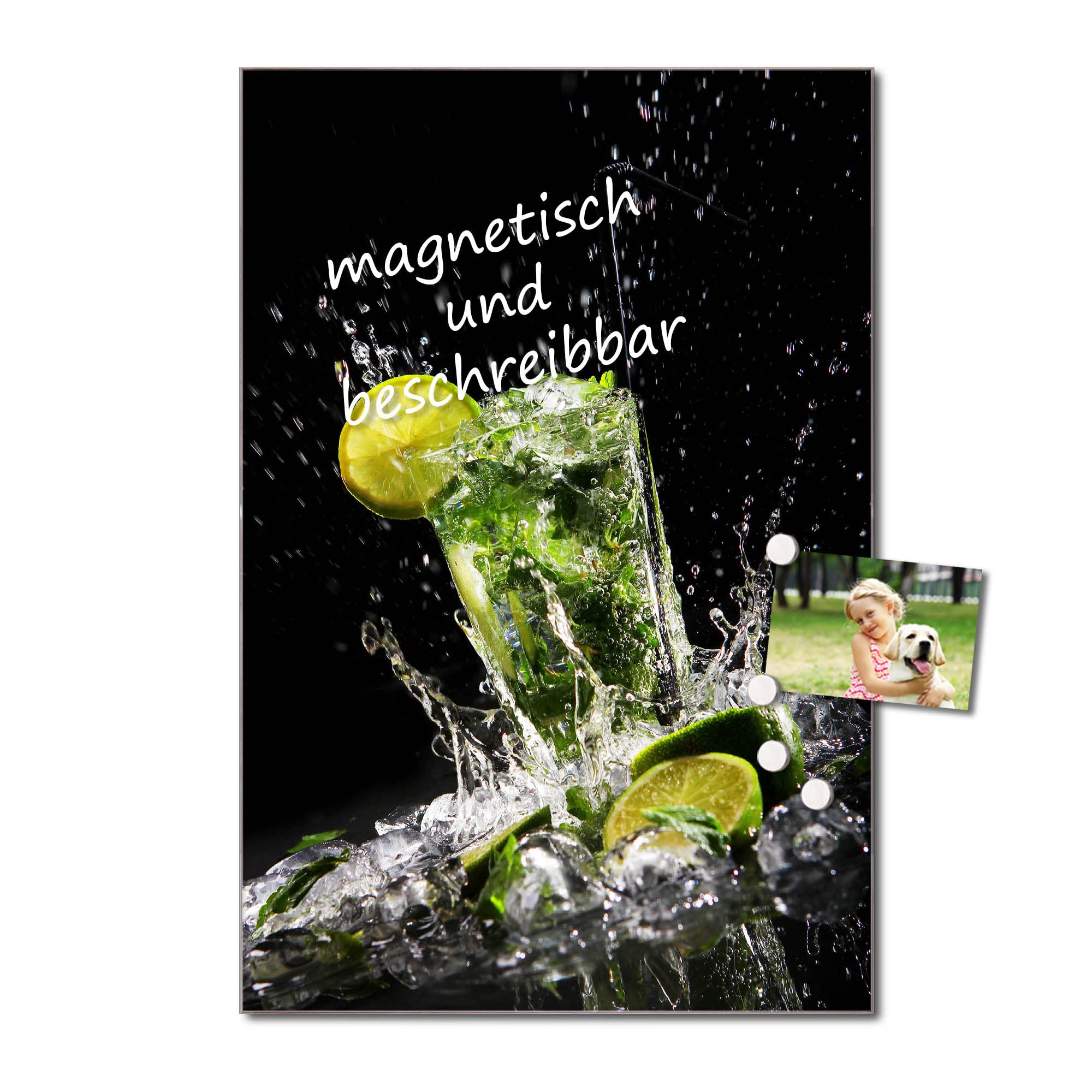 Banjado Glas Magnettafel 90x60 Cm – Magnetwand Als Memoboard Für Küche, Büro & Kinderzimmer, Toscana-Design