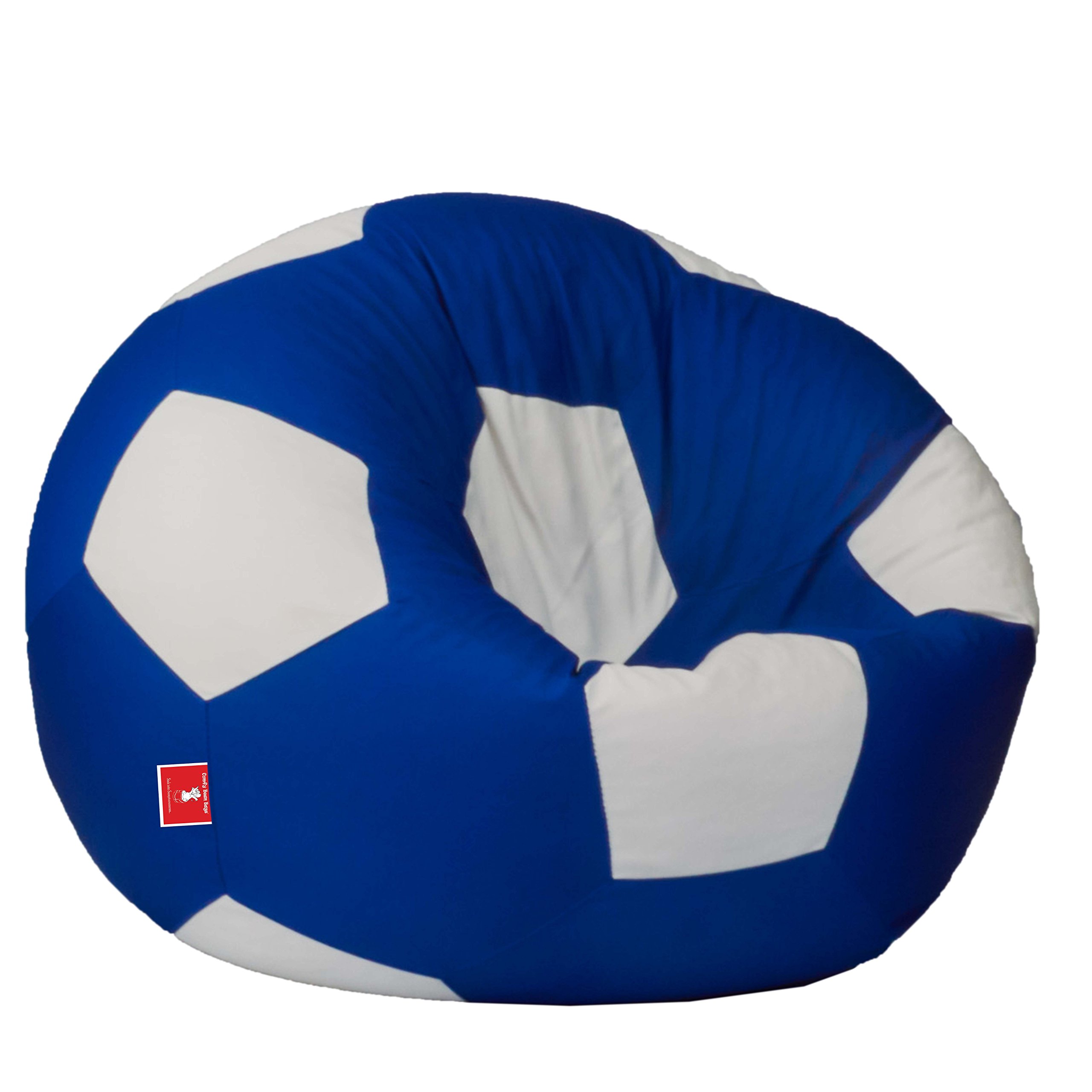 ComfyBean BiggieBean Bags Football XL Bean Bag Filled with Beans Filler (Blue and White)